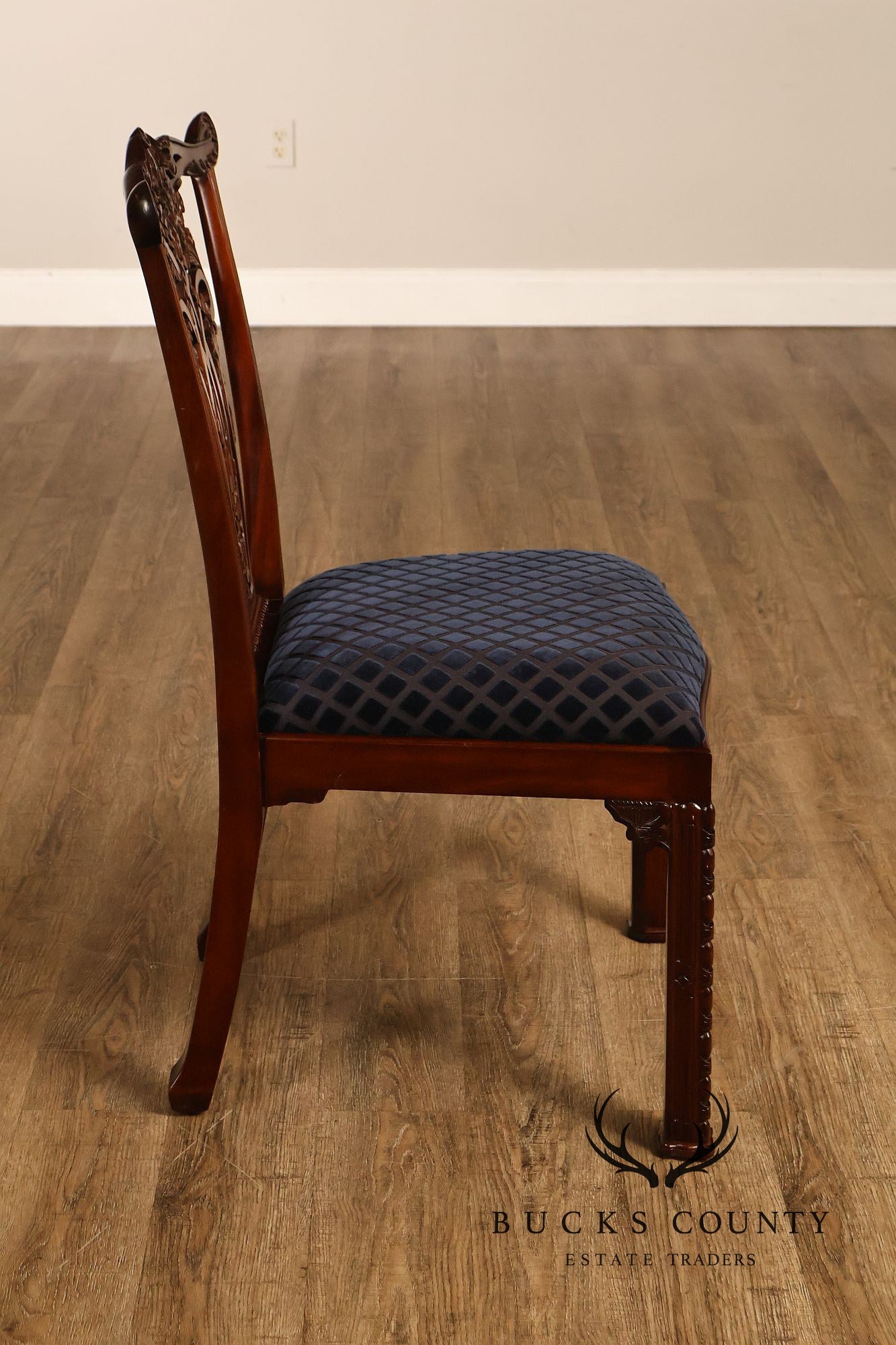 Maitland Smith Set Of 10 Chippendale Style Carved Mahogany Dining Chairs