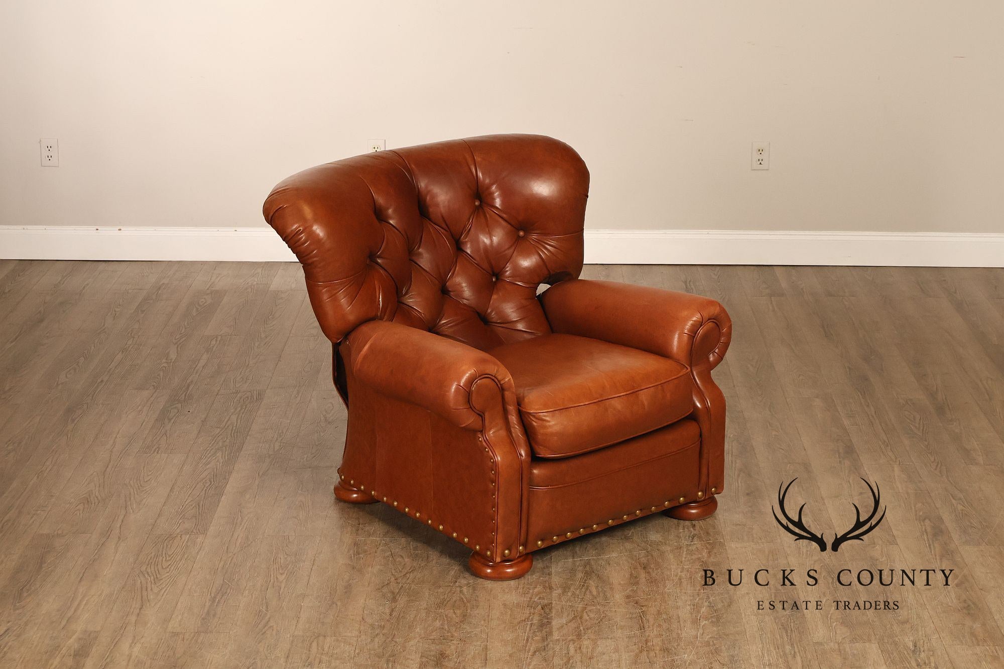 La-Z-Boy Tufted Leather Recliner Chair and Ottoman