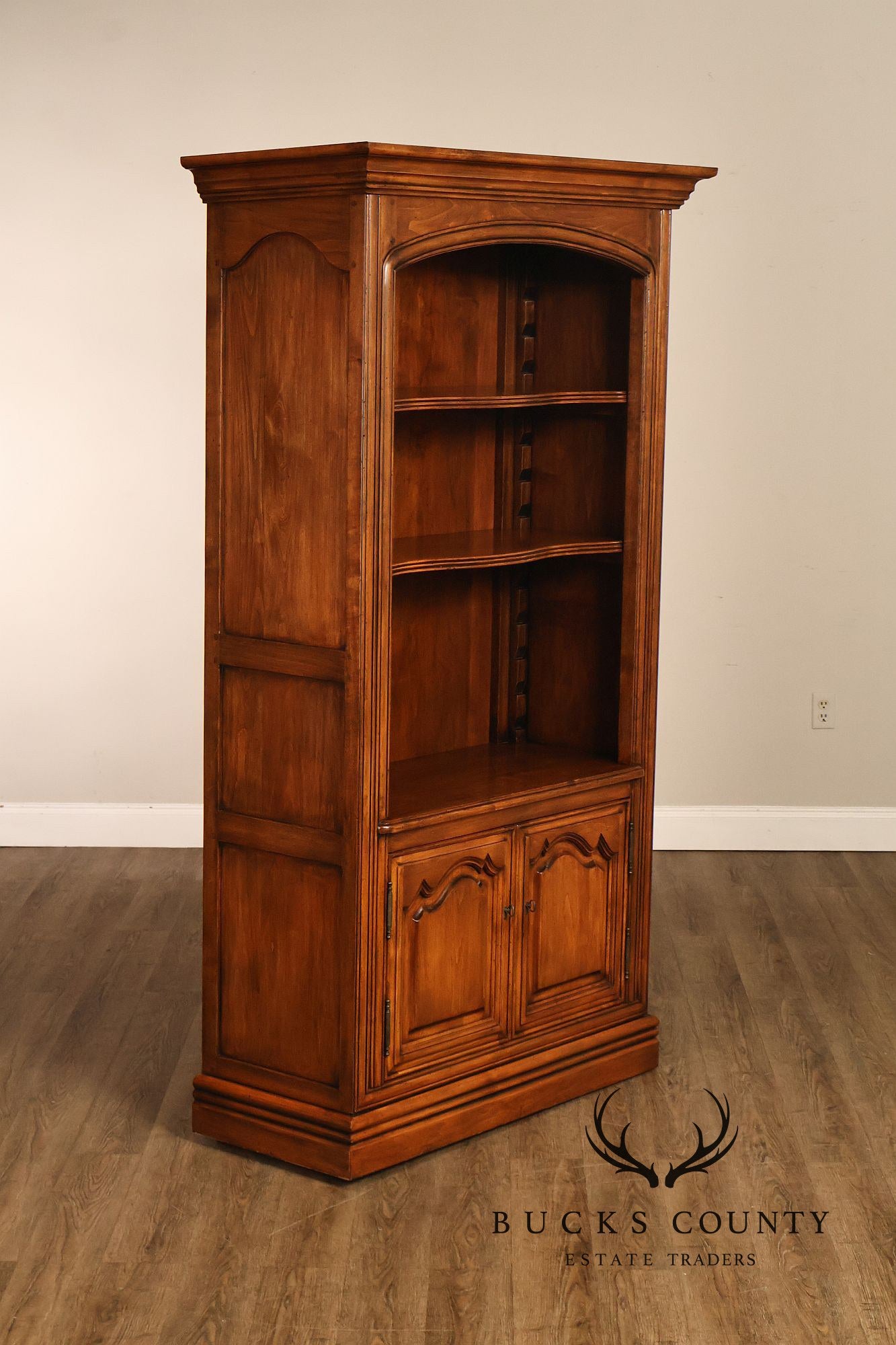 Guy Chaddock Furniture Pair Of Tall Open Bookcases With Two Door Cabinets