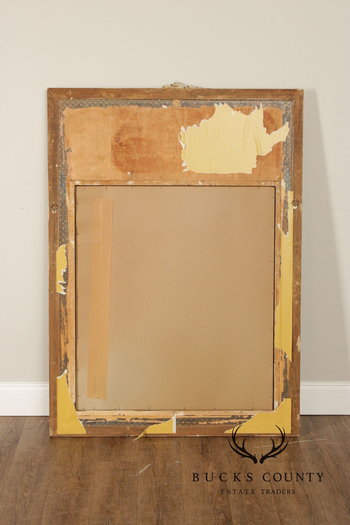 Vintage French Neoclassical Style Partial Gilt Trumeau Mirror
