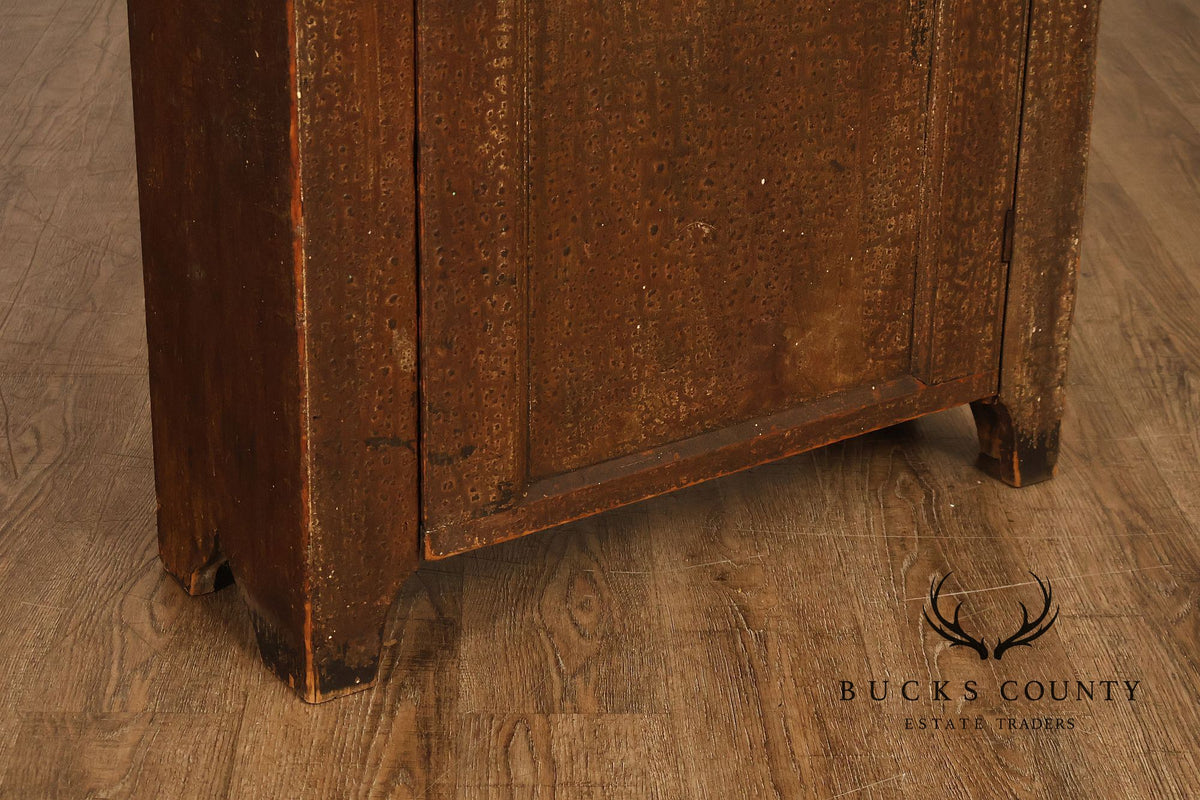 Antique Primitive Grain Painted Cupboard