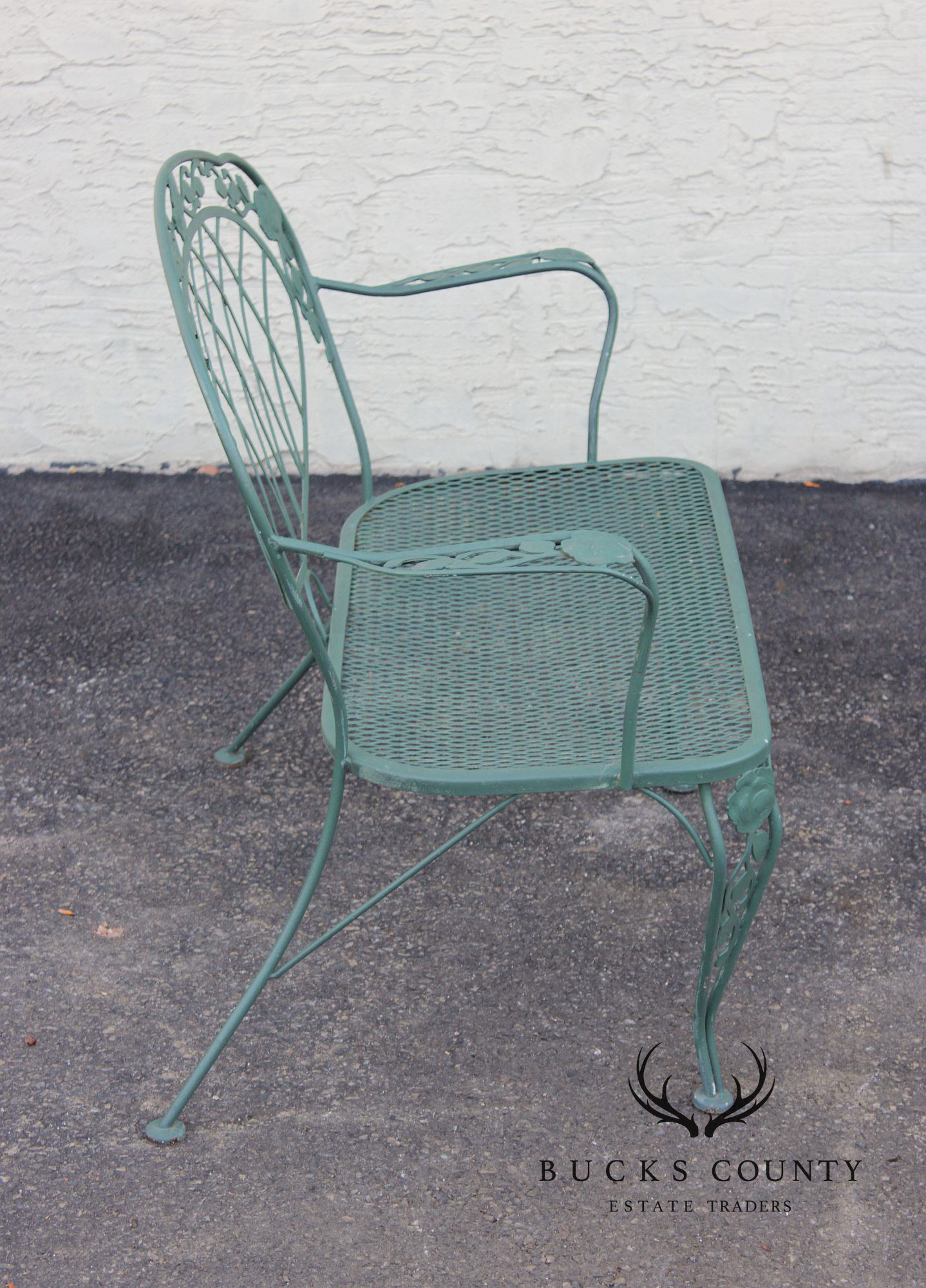 Wrought Iron Outdoor Garden Bench With Rose Motif