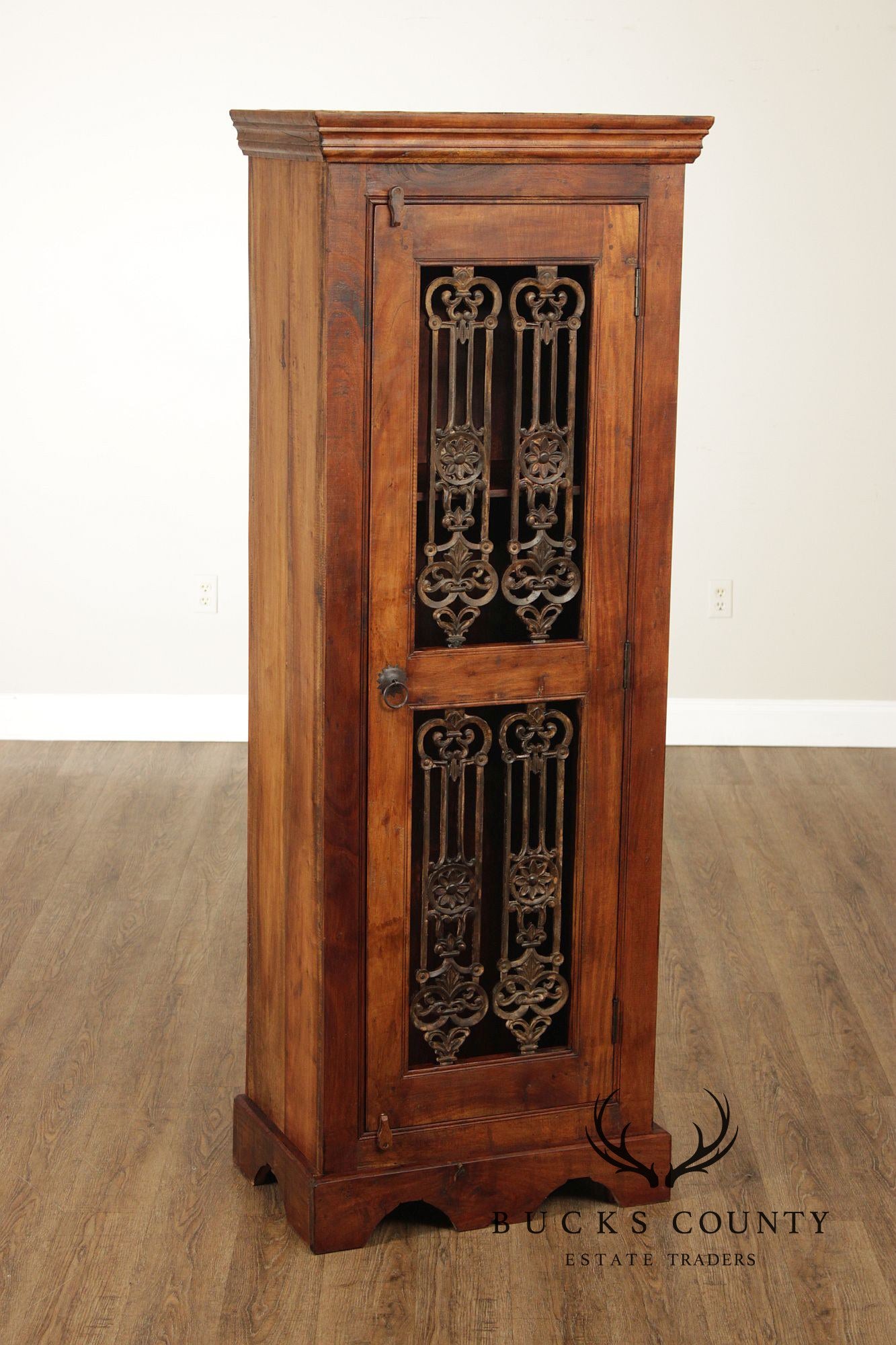 Rustic European Style Tall Narrow Single Door Cabinet