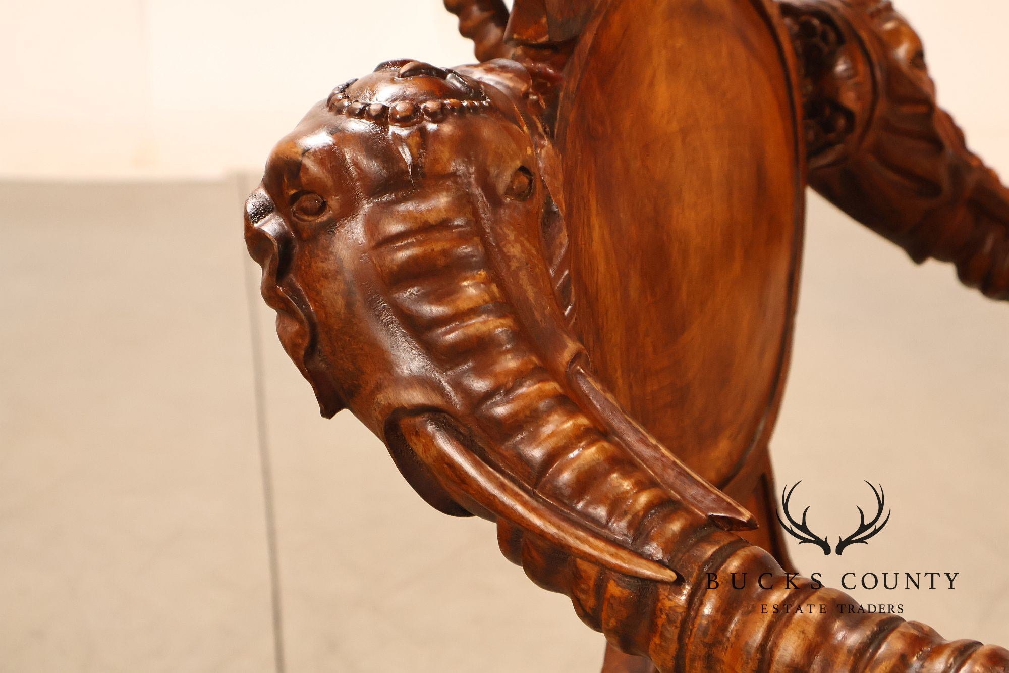 Anglo-Indian Set Of Four Carved Elephant Armchairs