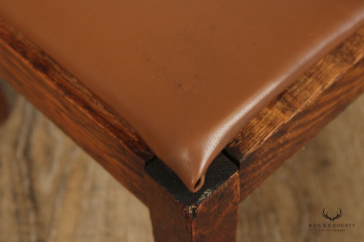 Mission Oak and Leather Foot Stool