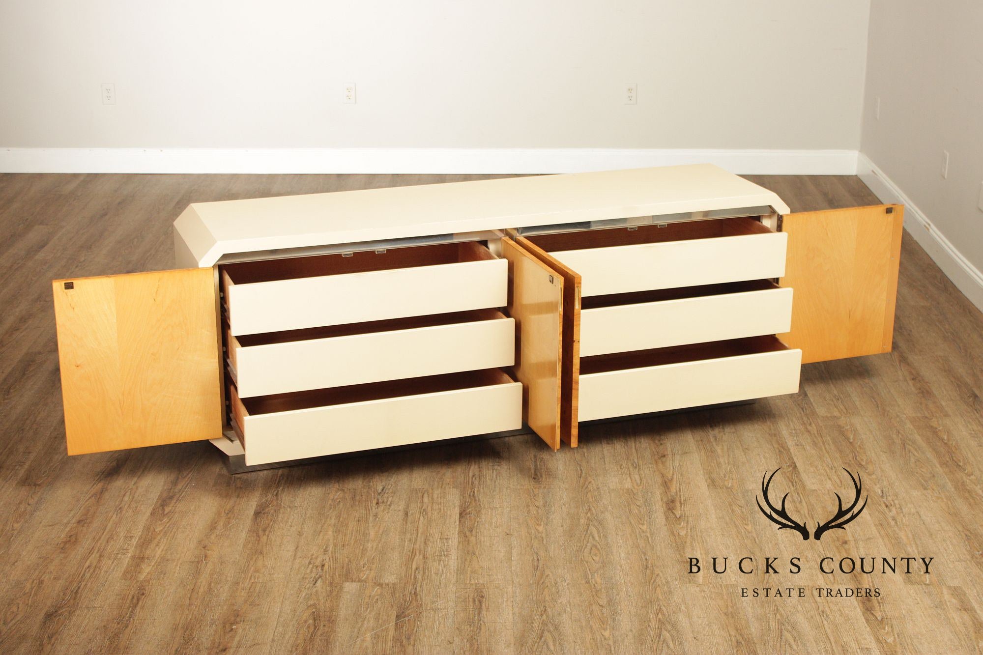Pace Collection Mid Century Modern Burlwood and Lacquered Chest of Long Dresser Sideboard
