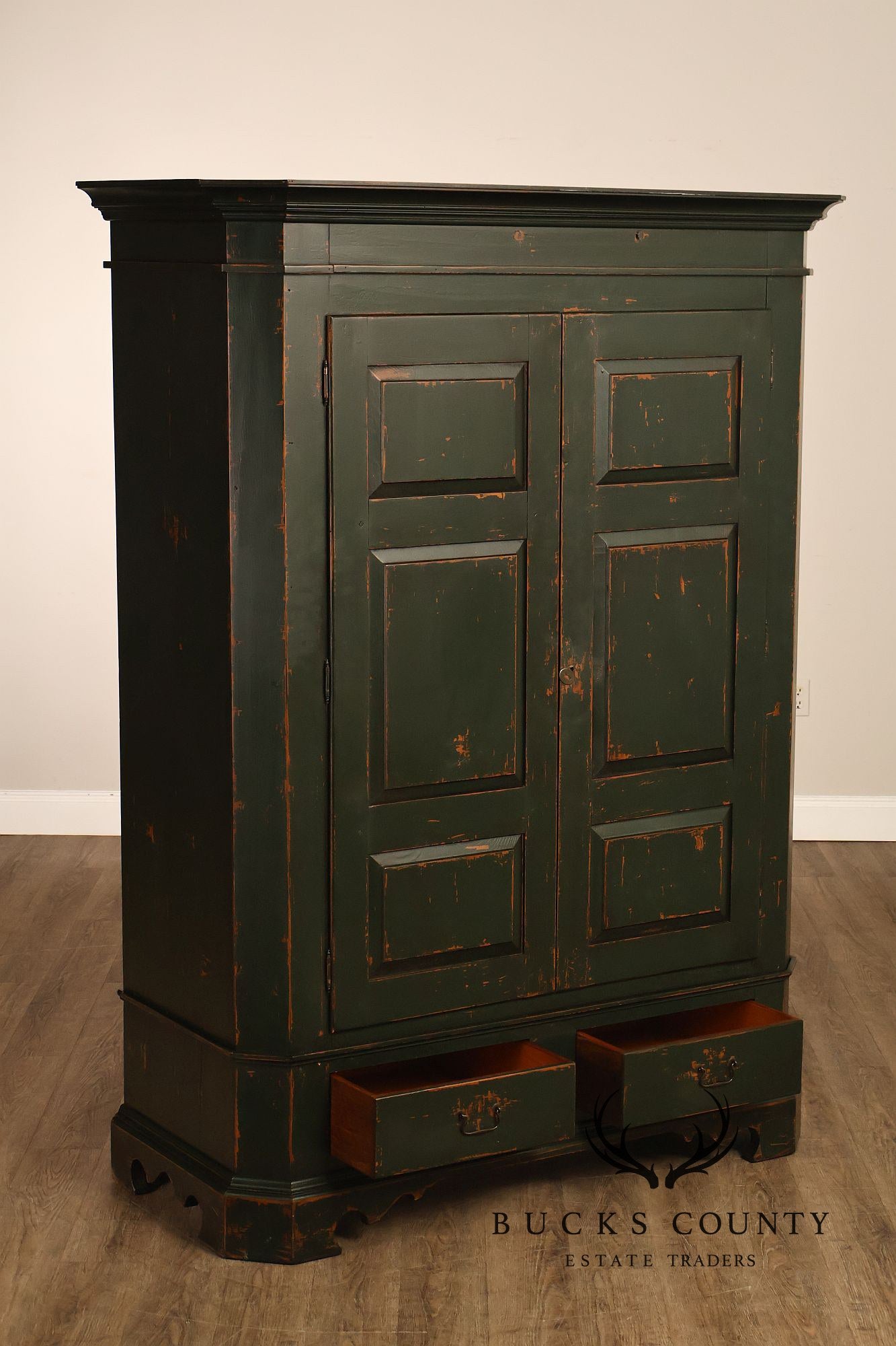 American Country Primitive Style Painted Linen Cabinet