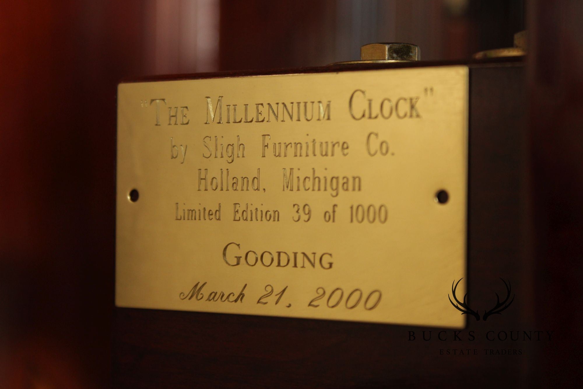 Sligh Mahogany Millennium Limited Edition Grandfather Clock With Corinthian Columns