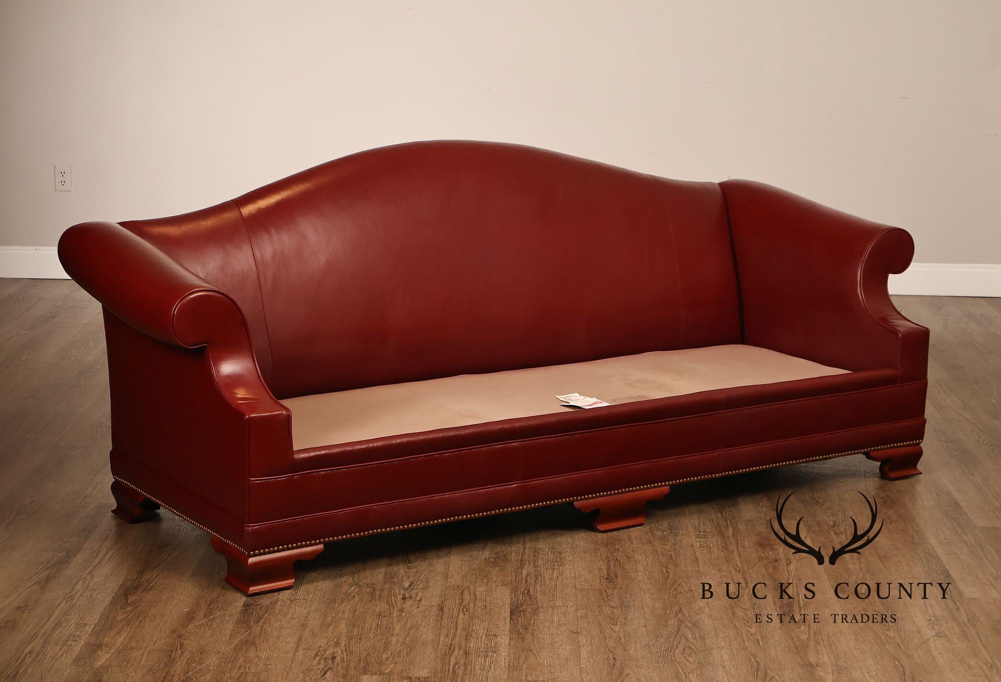 Kindel Vintage Camelback Back Leather Three Cushion Sofa