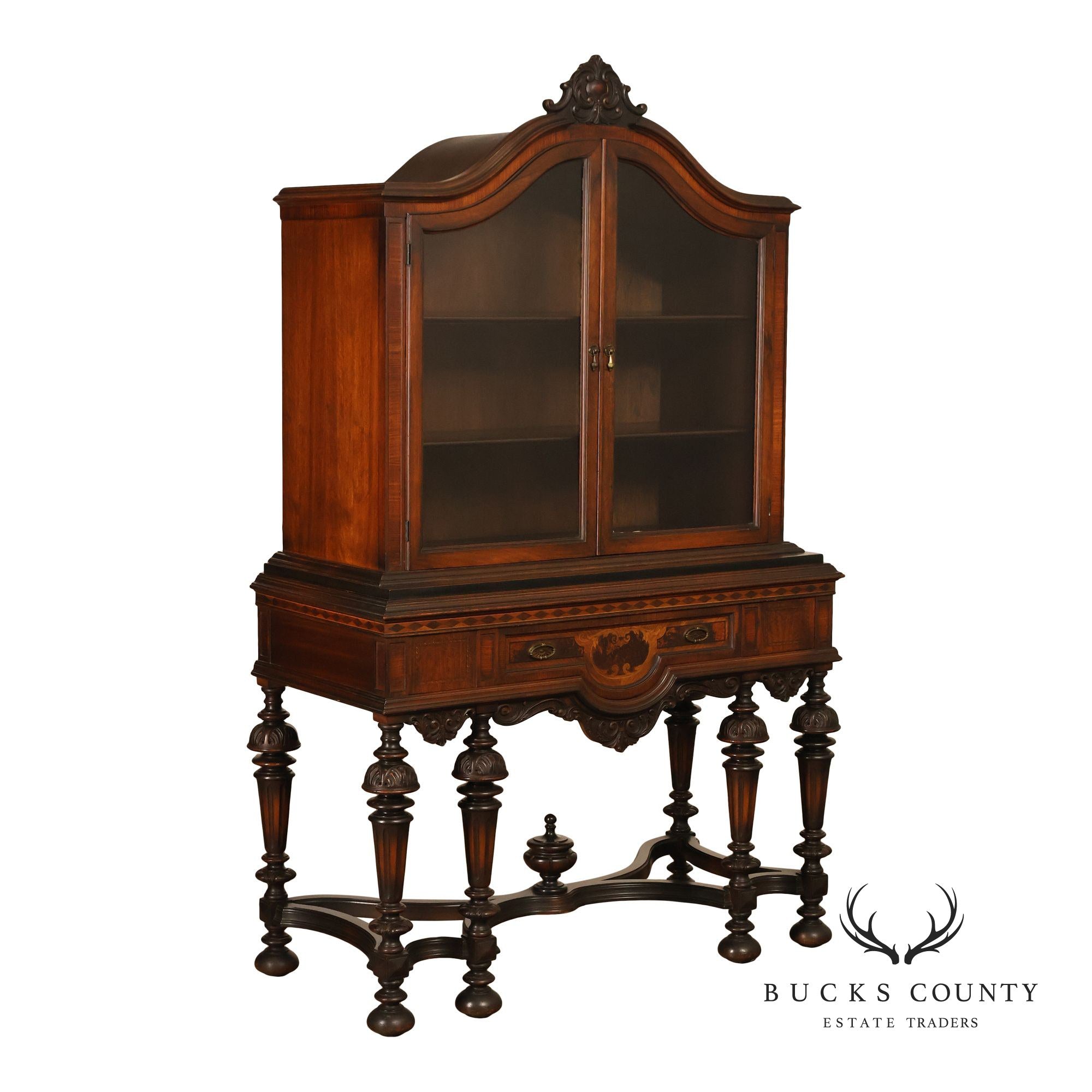 Rockford Republic Furniture Company 1920's Walnut China Display Cabinet