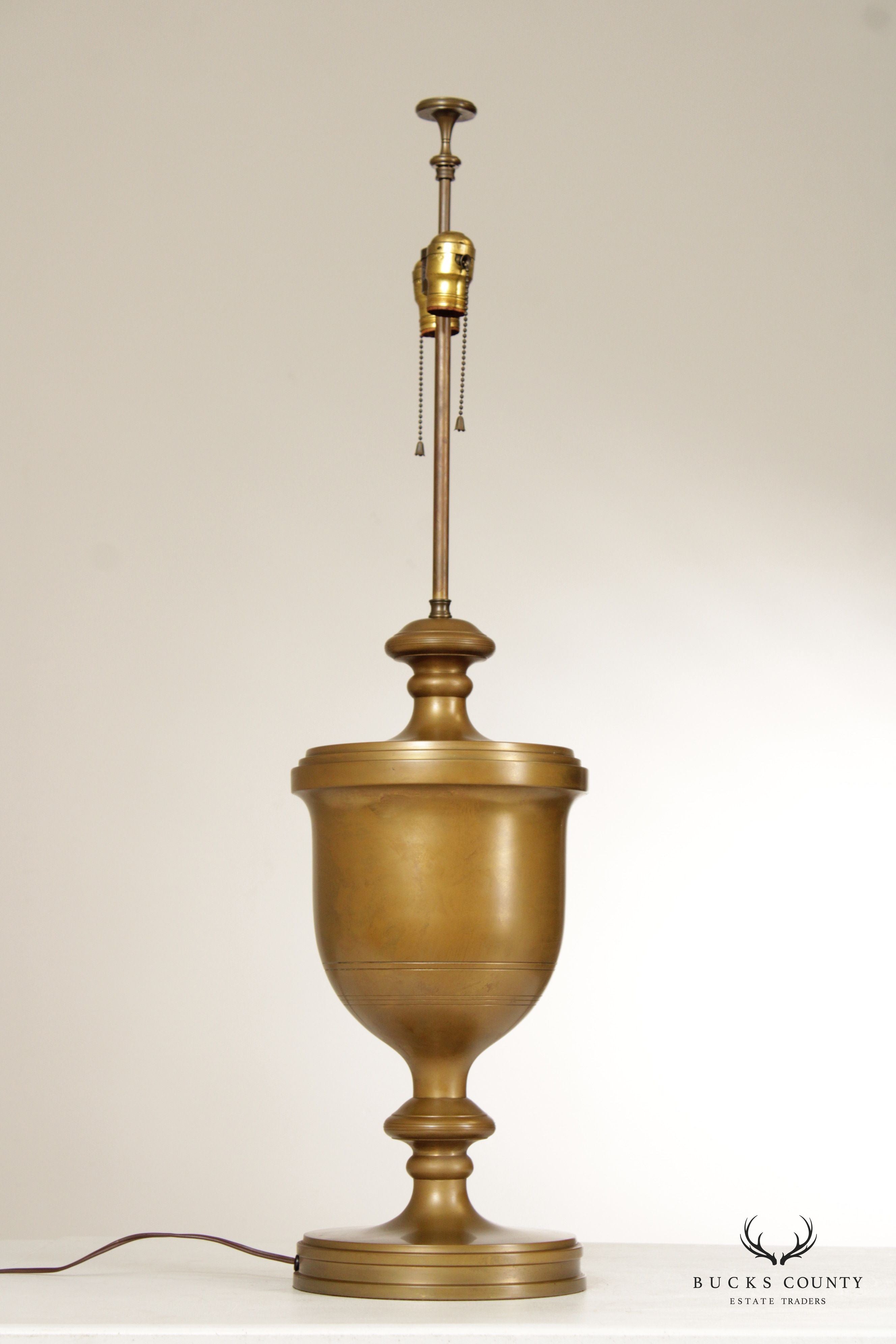 Neoclassical Style Patinated Brass Urn Form Table Lamp