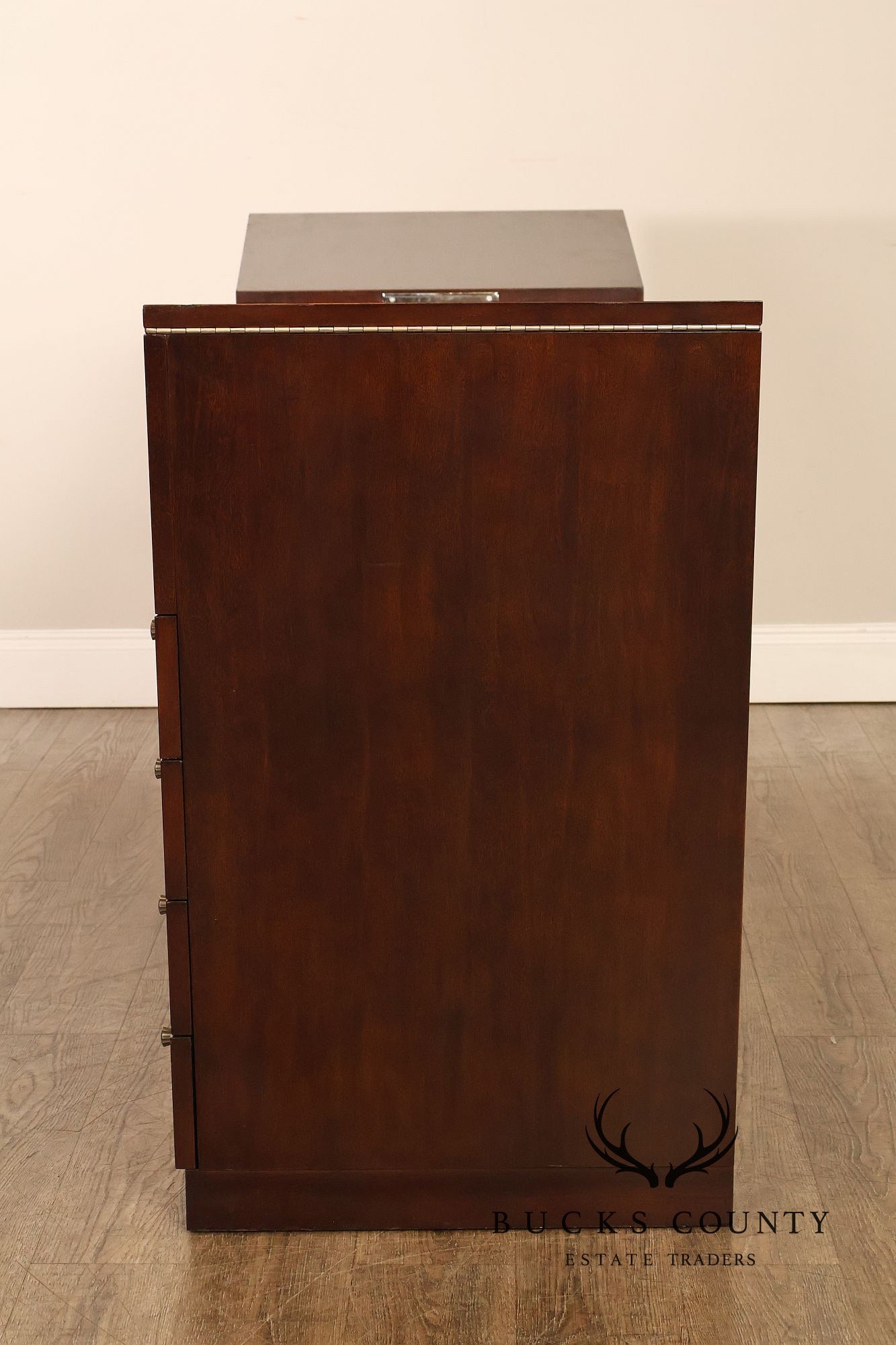 Hickory White Mahogany Art Deco Style Vanity Desk With Mirror