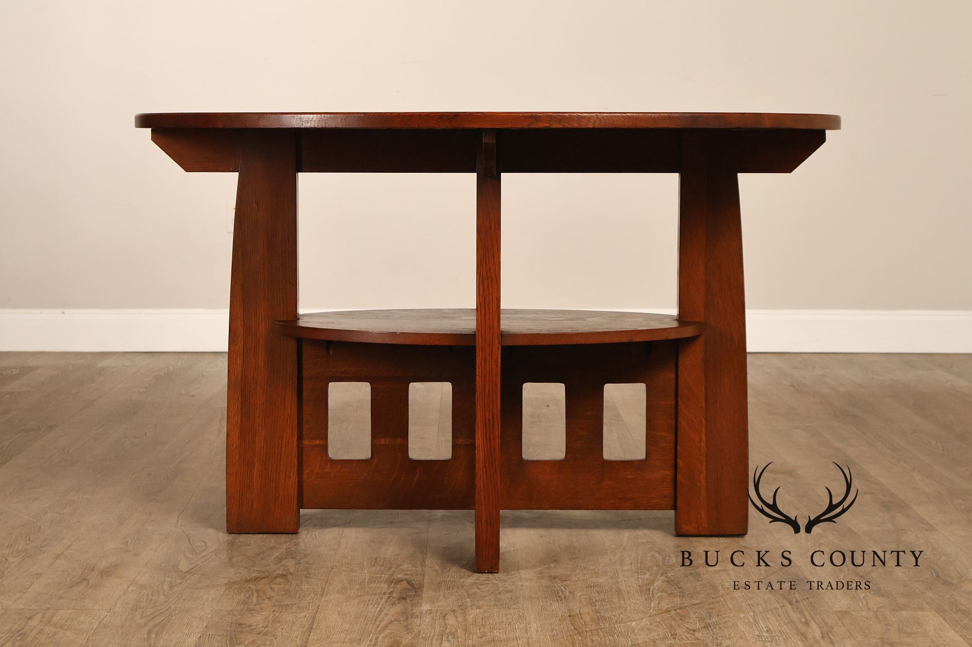Limbert Arts And Crafts Antique Oak Double Oval Center Table Model 158