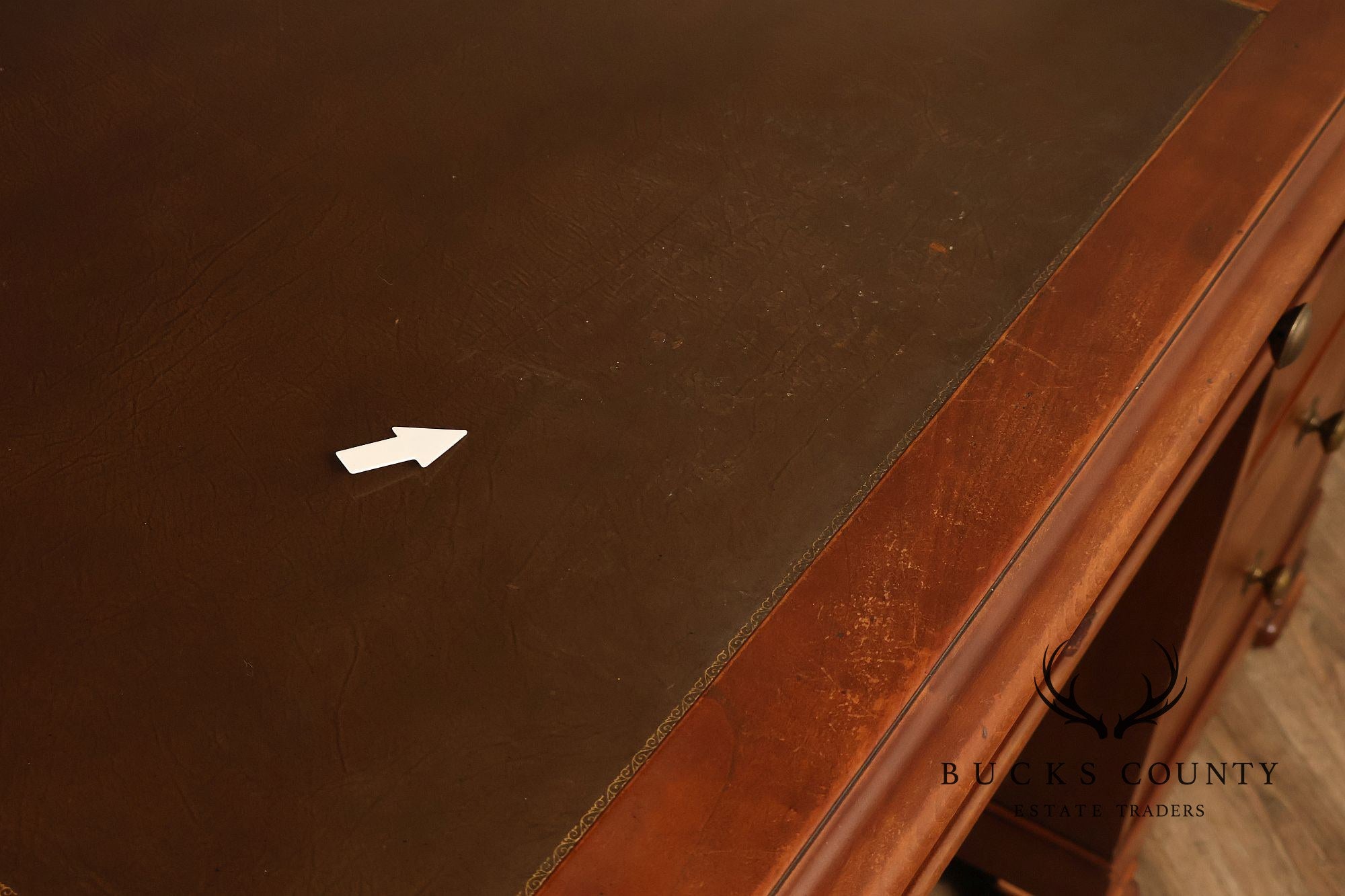 Sligh Leather Top Executive Pedestal Desk