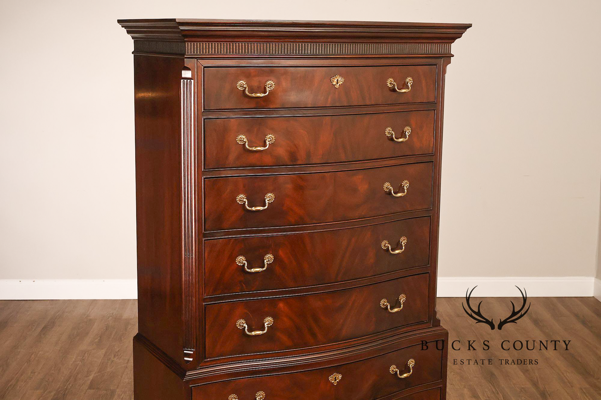 Drexel Heritage Chippendale Style Mahogany Eight Drawer Tall Chest