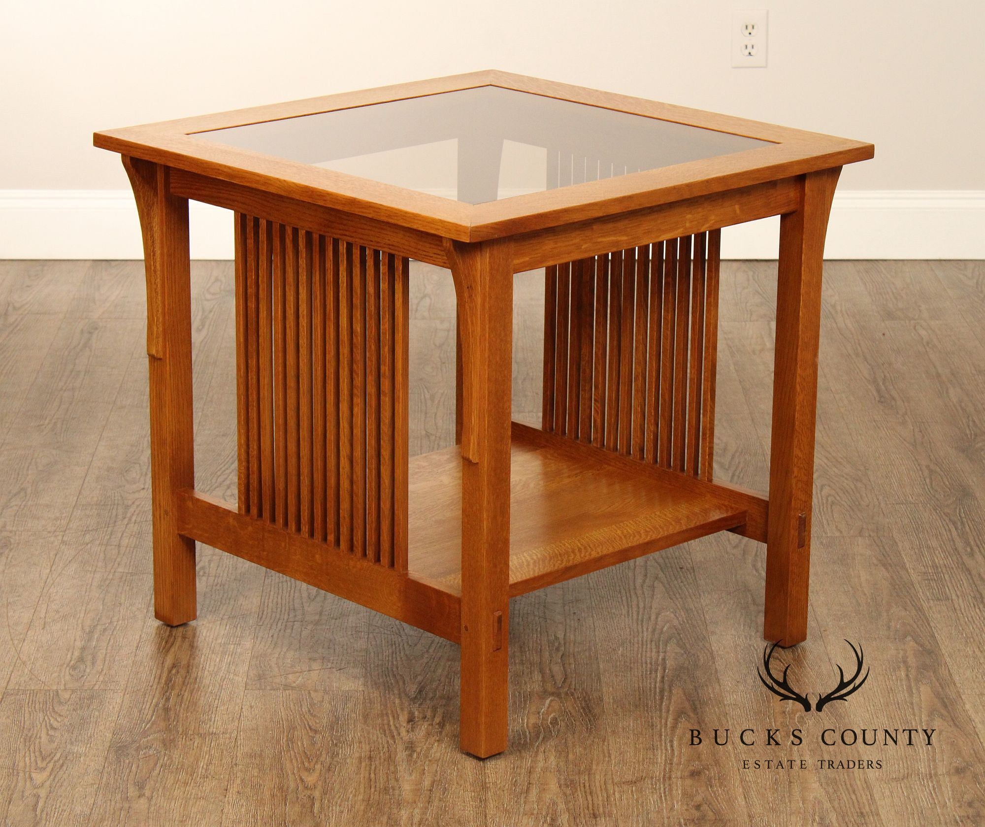 Stickley Mission Collection Oak and Glass Lamp Table