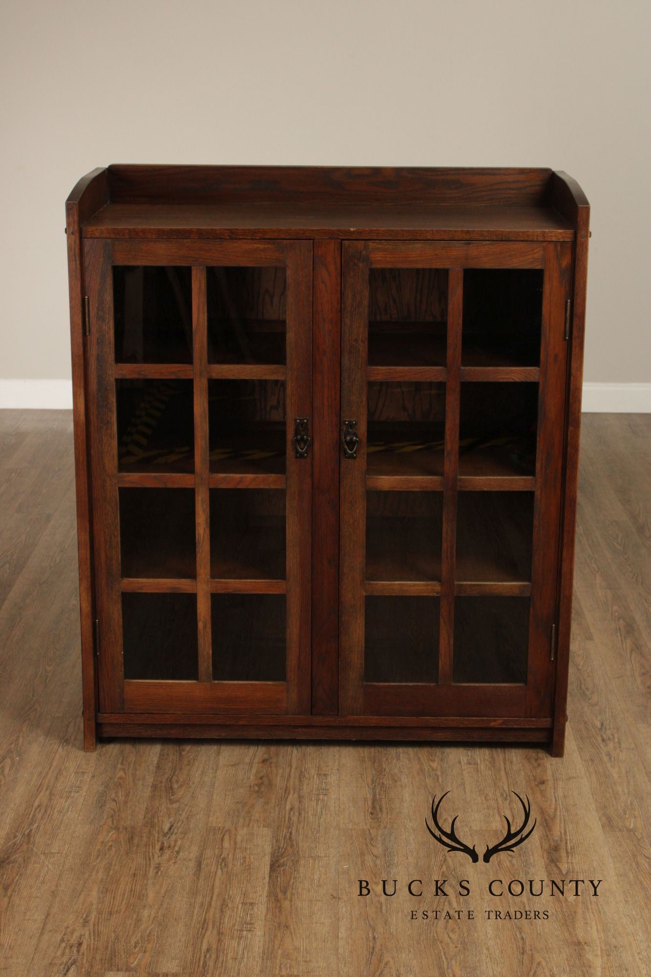 Antique Mission Oak Two Door Bookcase