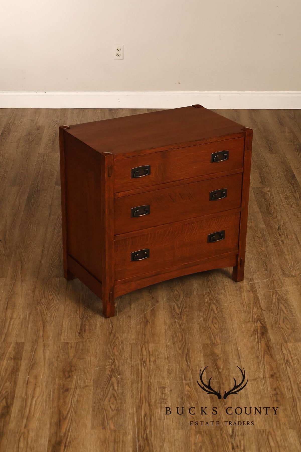 Stickley Mission Collection Pair Of Oak Three-Drawer Chests