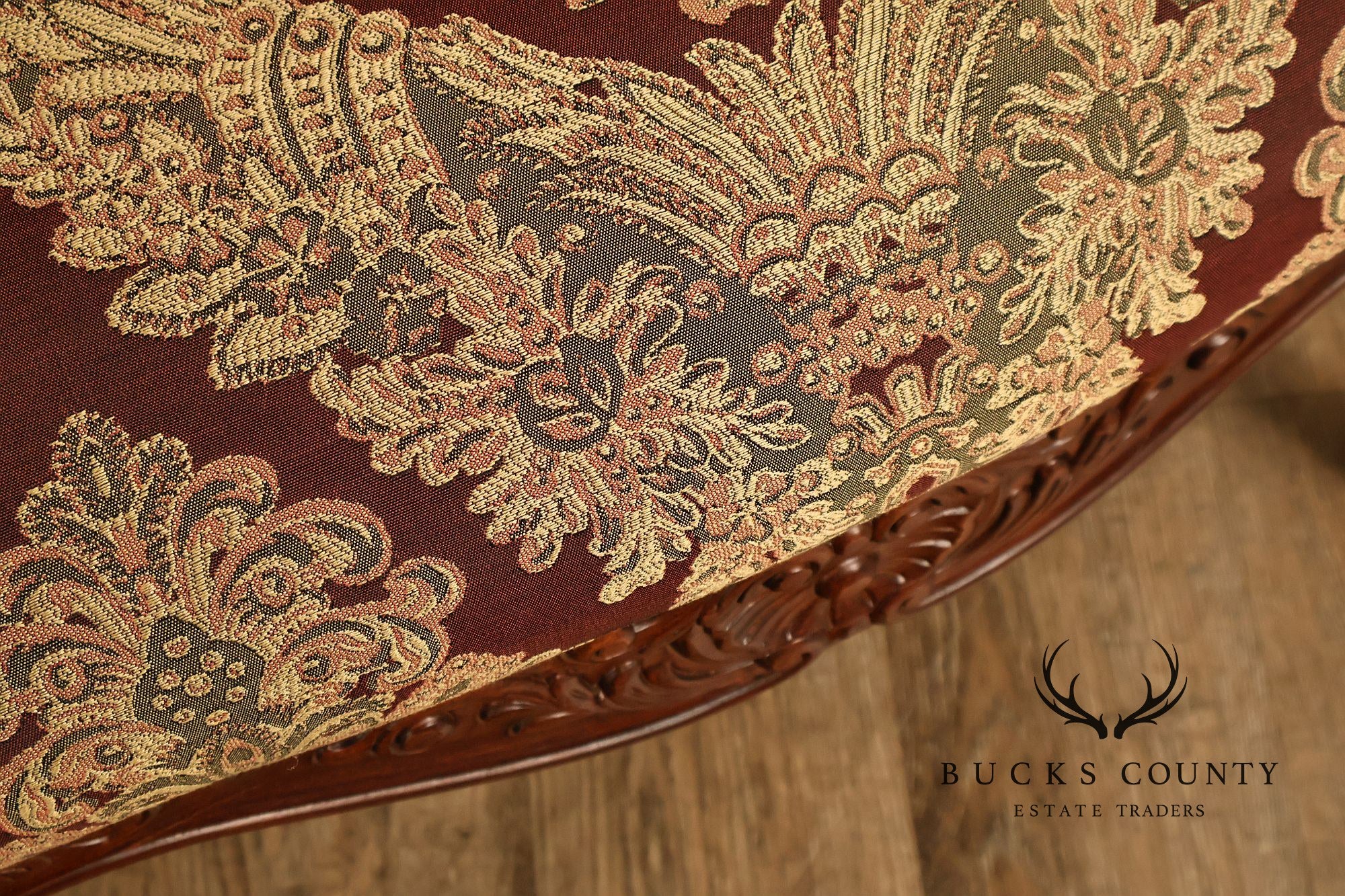 French Louis XV Style Carved Wood Upholstered Armchair