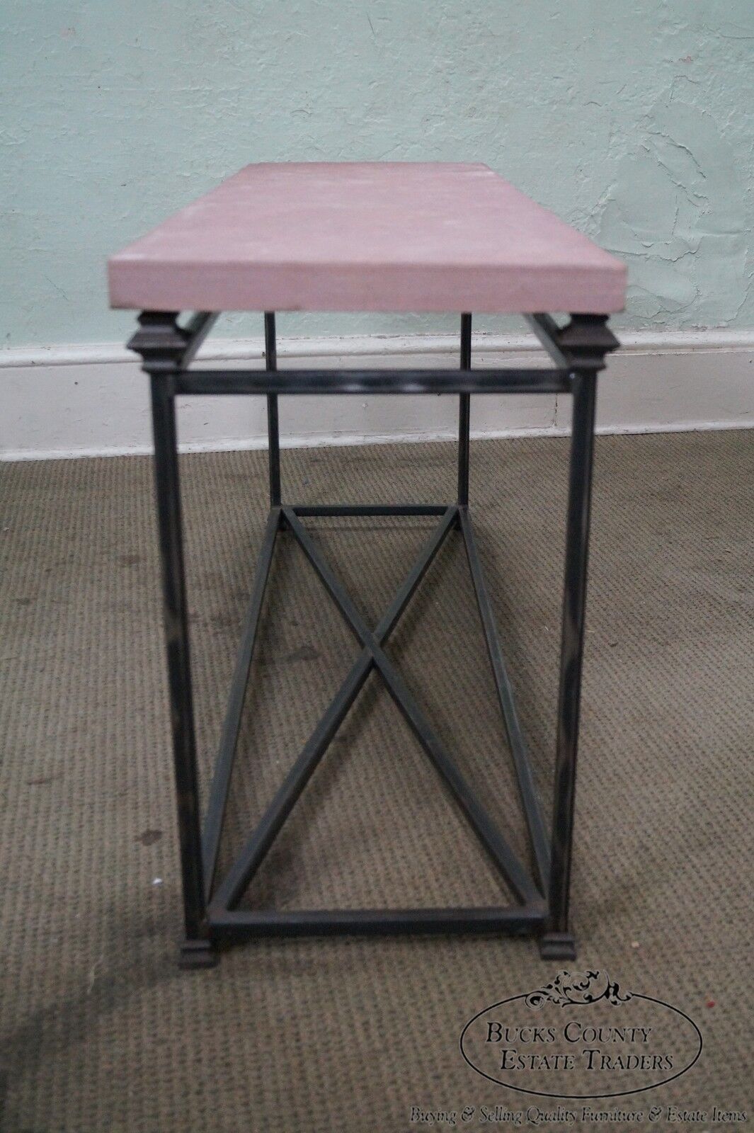 Quality Iron Base Console Table w/ Slate Top