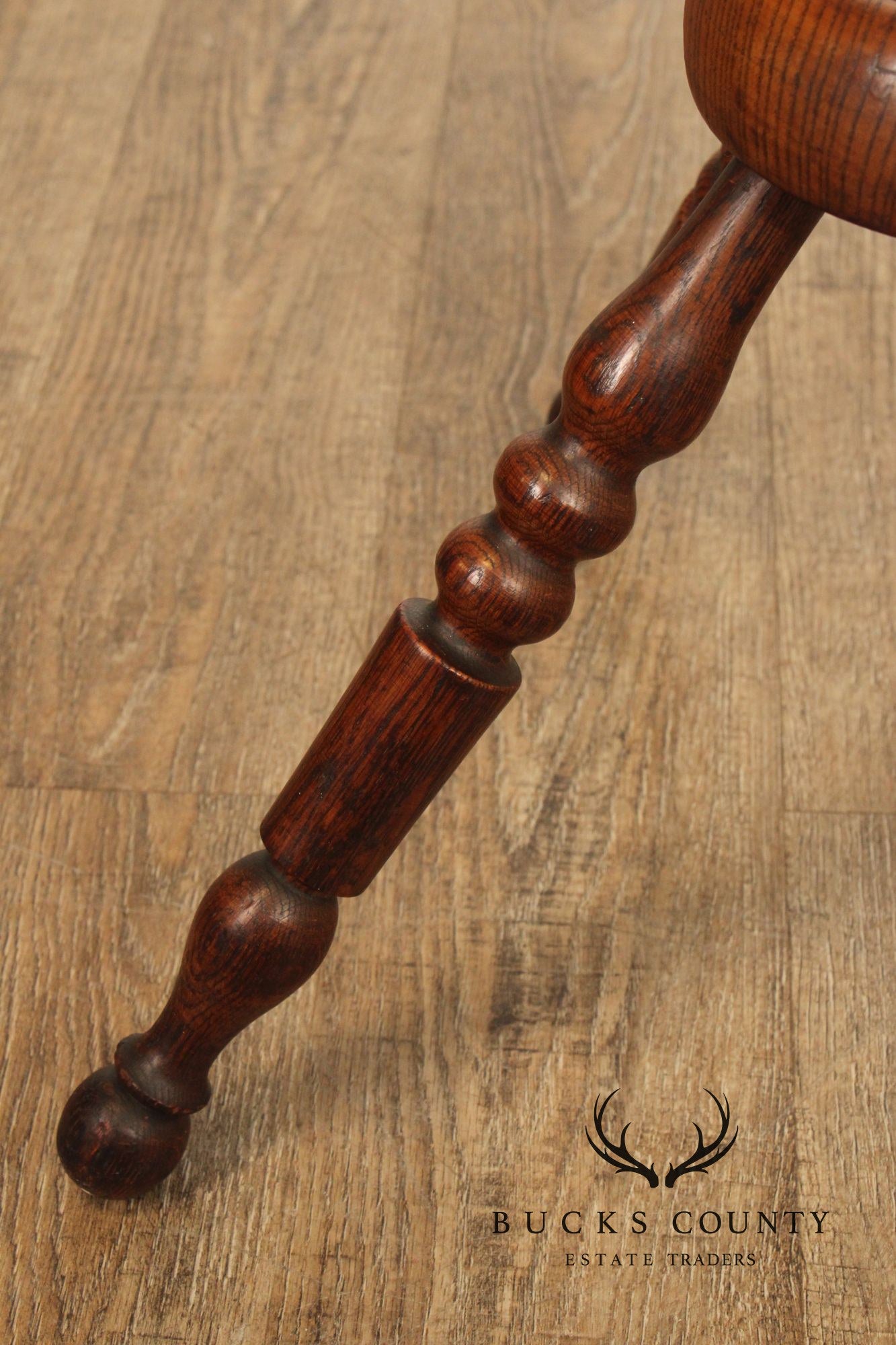 Antique Bobbin Turned Oak Hat Rack