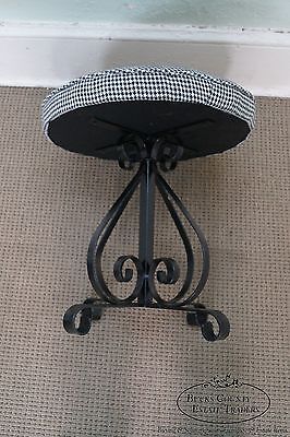 Vintage Pair of Black Painted Iron Base Ottomans Benches