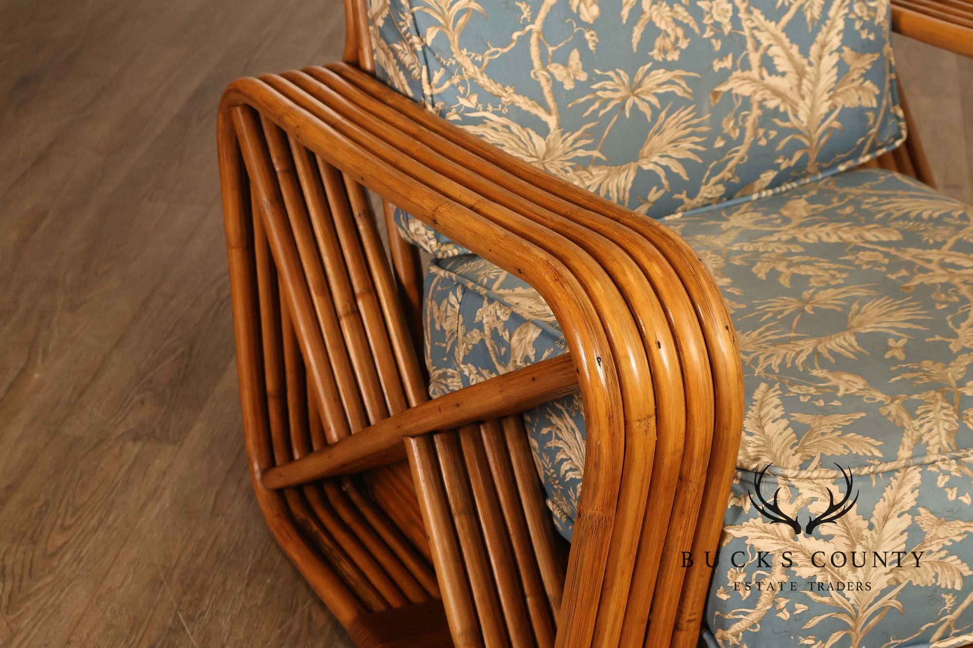Paul Frankl Pair Of Pretzel Rattan Lounge Chairs