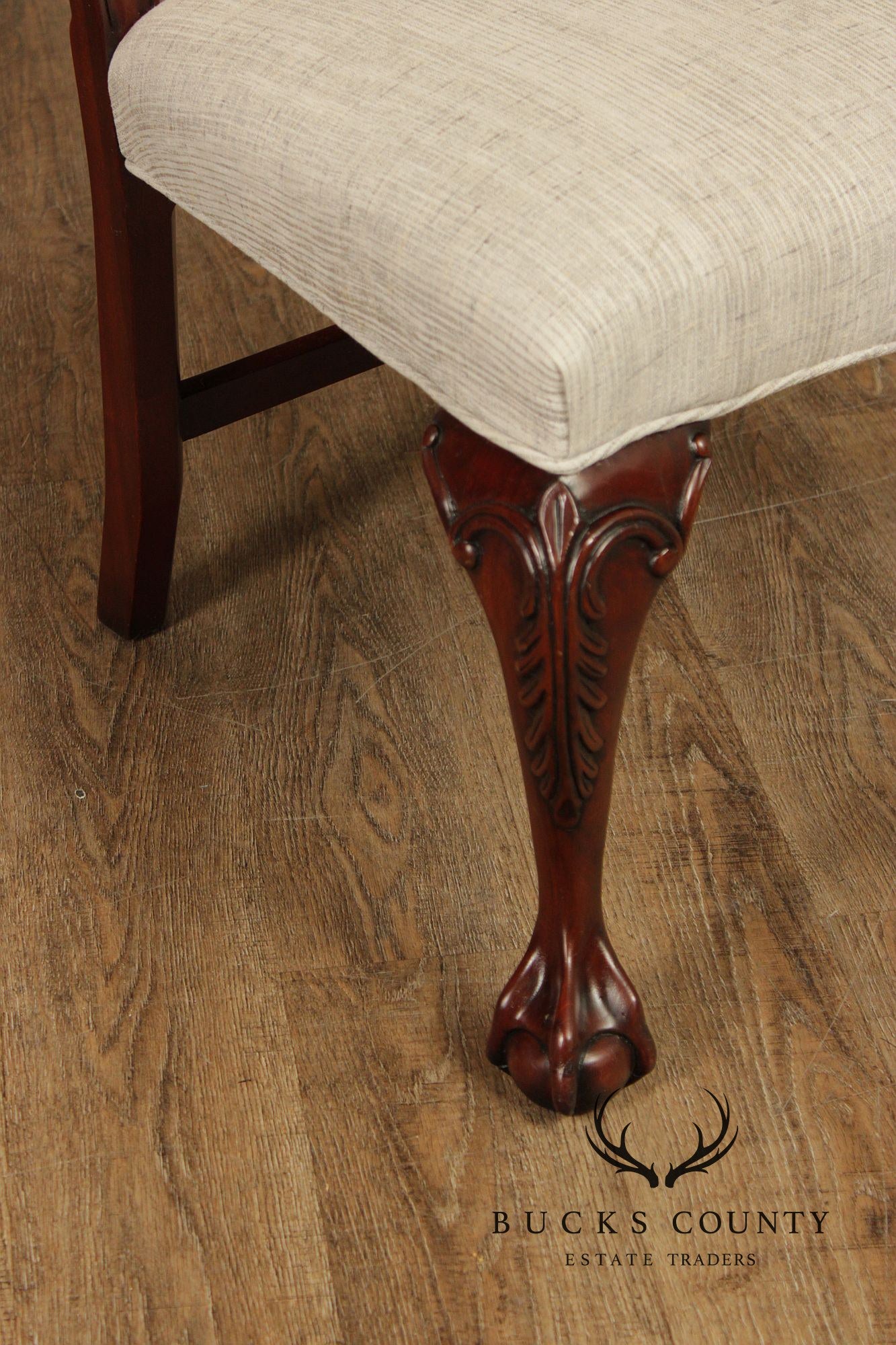 Chippendale Style Quality Set Of Eight Solid Mahogany Dining Chairs