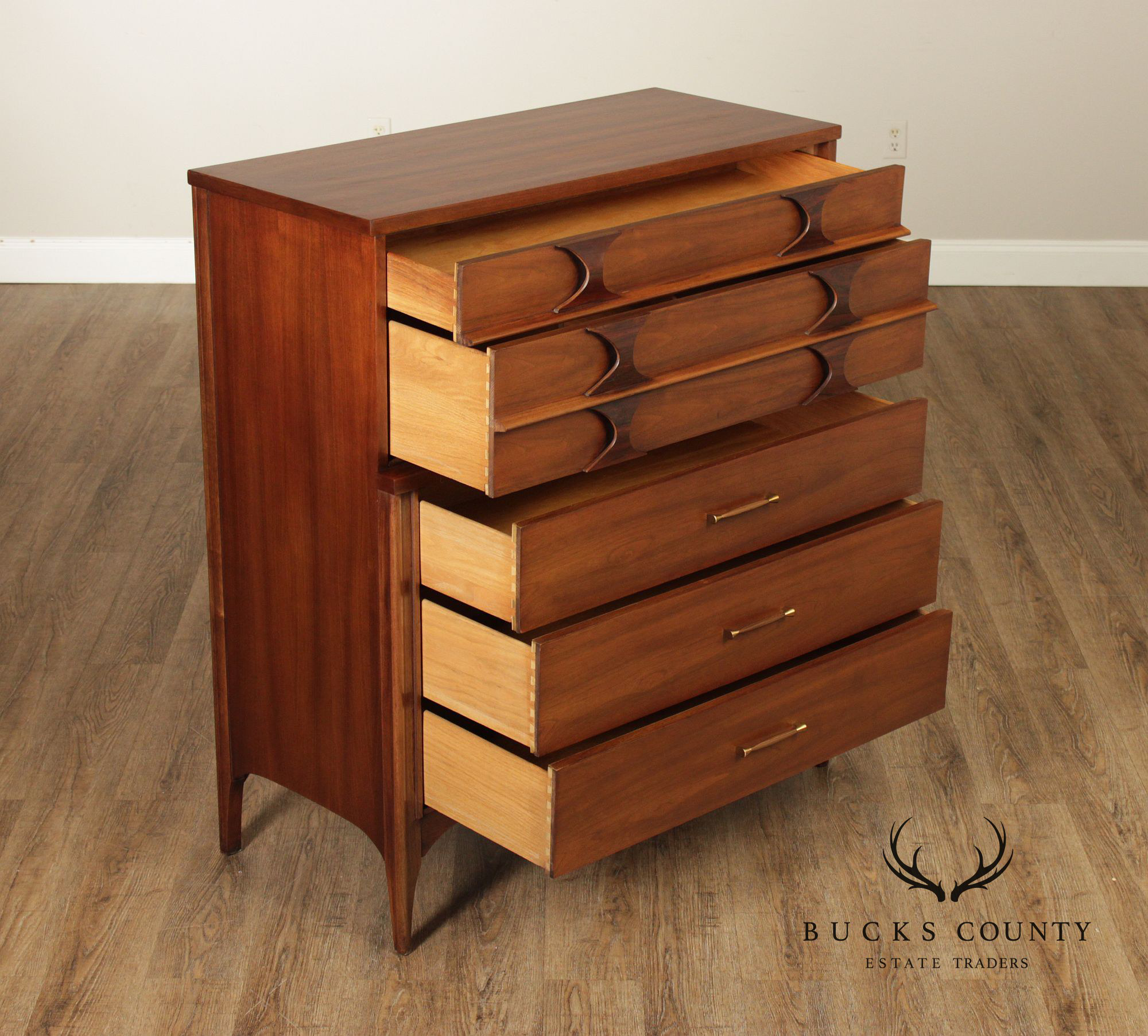 Kent Coffey 'Perspecta' Walnut And Rosewood Tall Chest