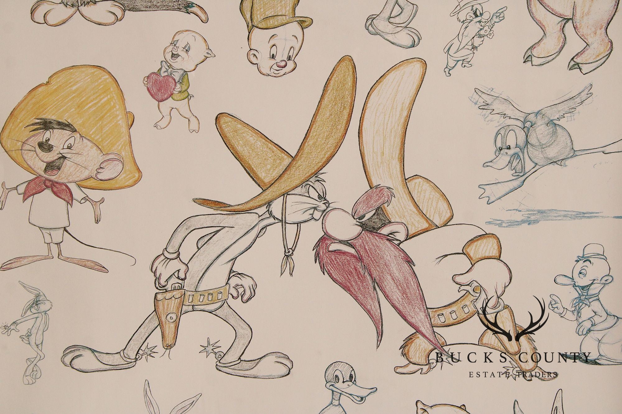 Virgil Ross Looney Tunes Character Sketch Lithograph