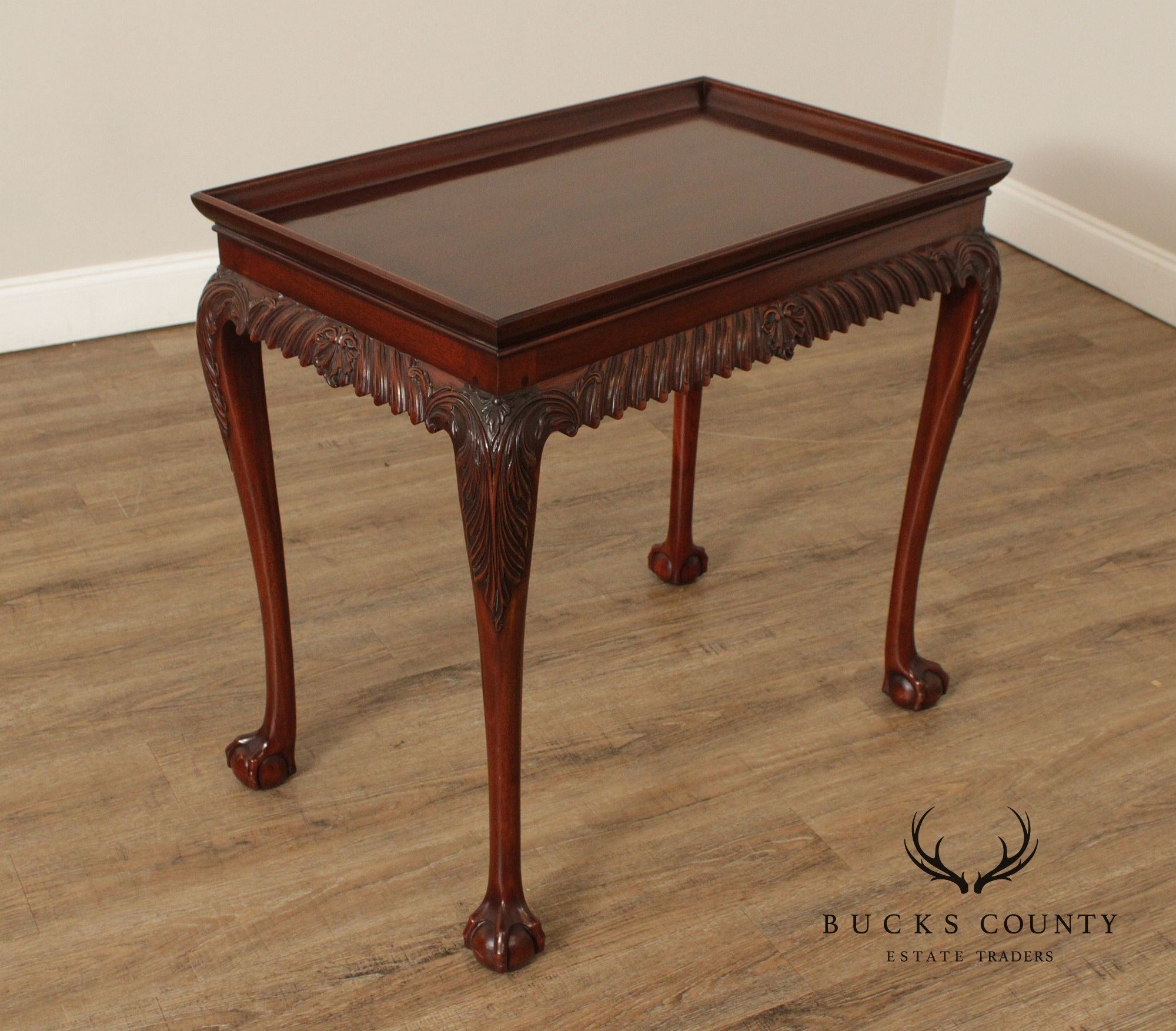 Kindel Chippendale Style Carved Mahogany Tea Table