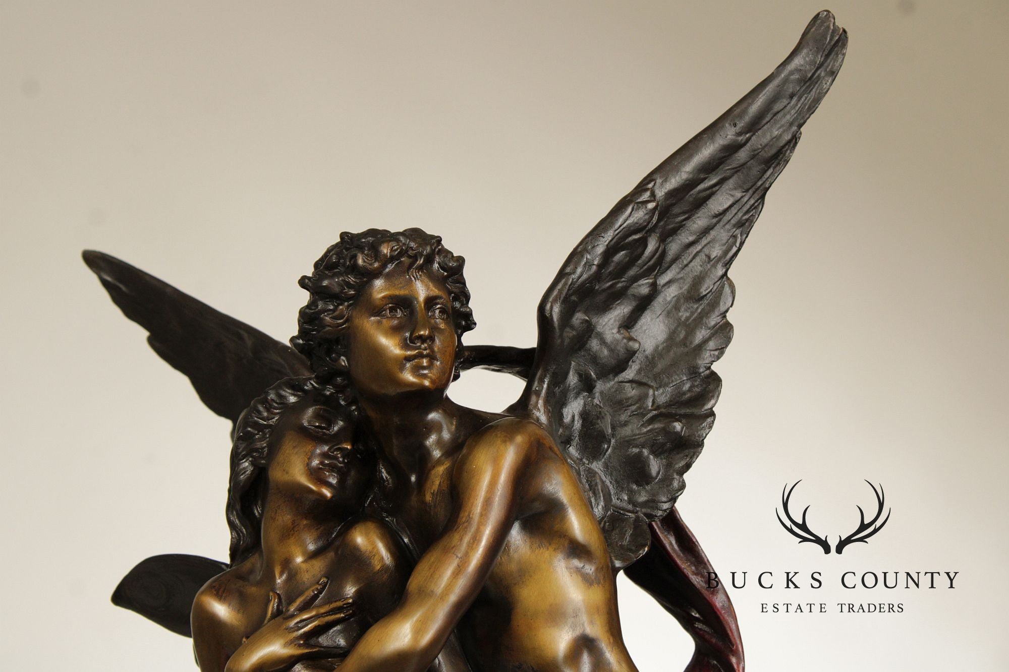 Henri Godet Bronze Statue, 'Cupid & Psyche'