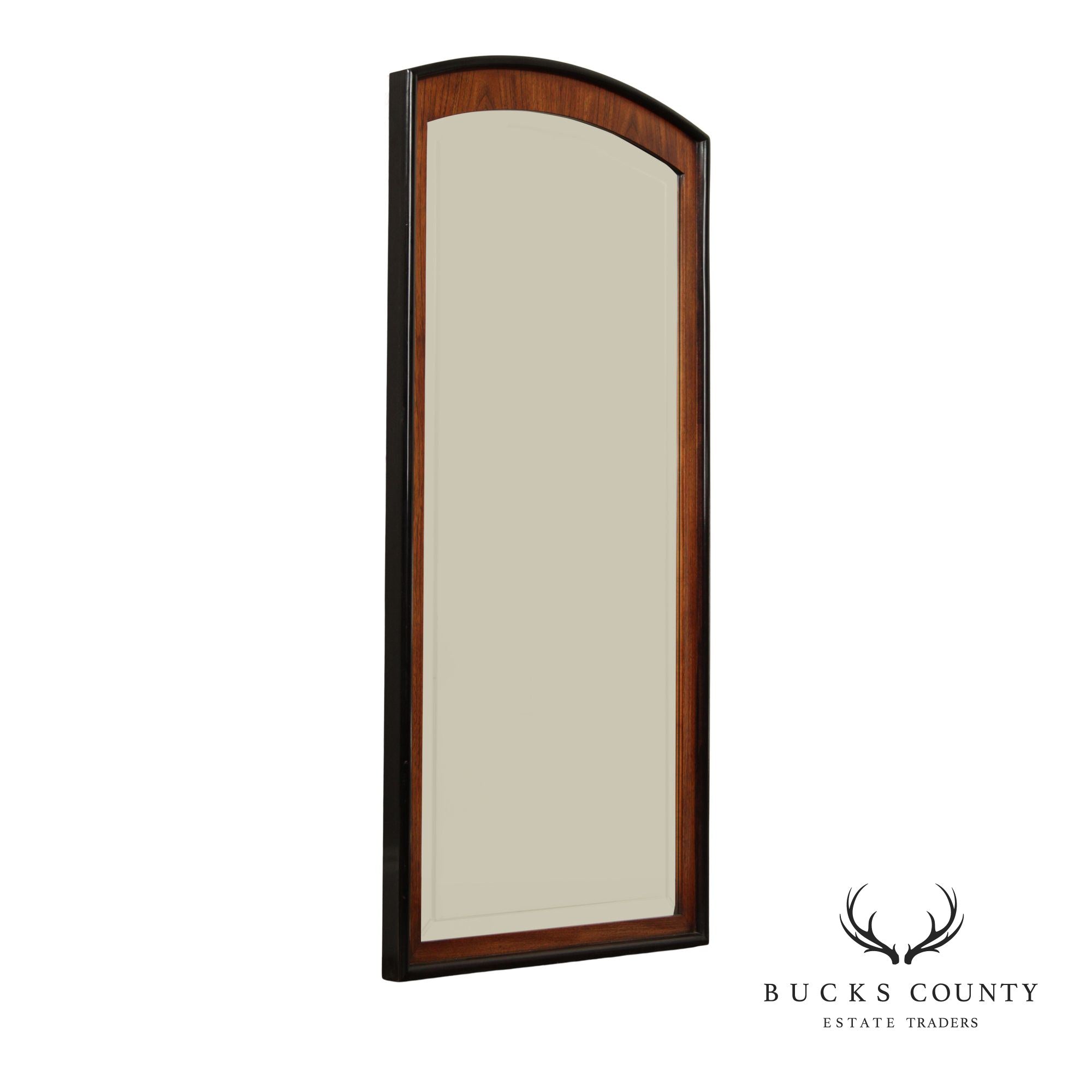 Century Furniture Modern Ebonized Teak Two Tone Arched Wall Mirror