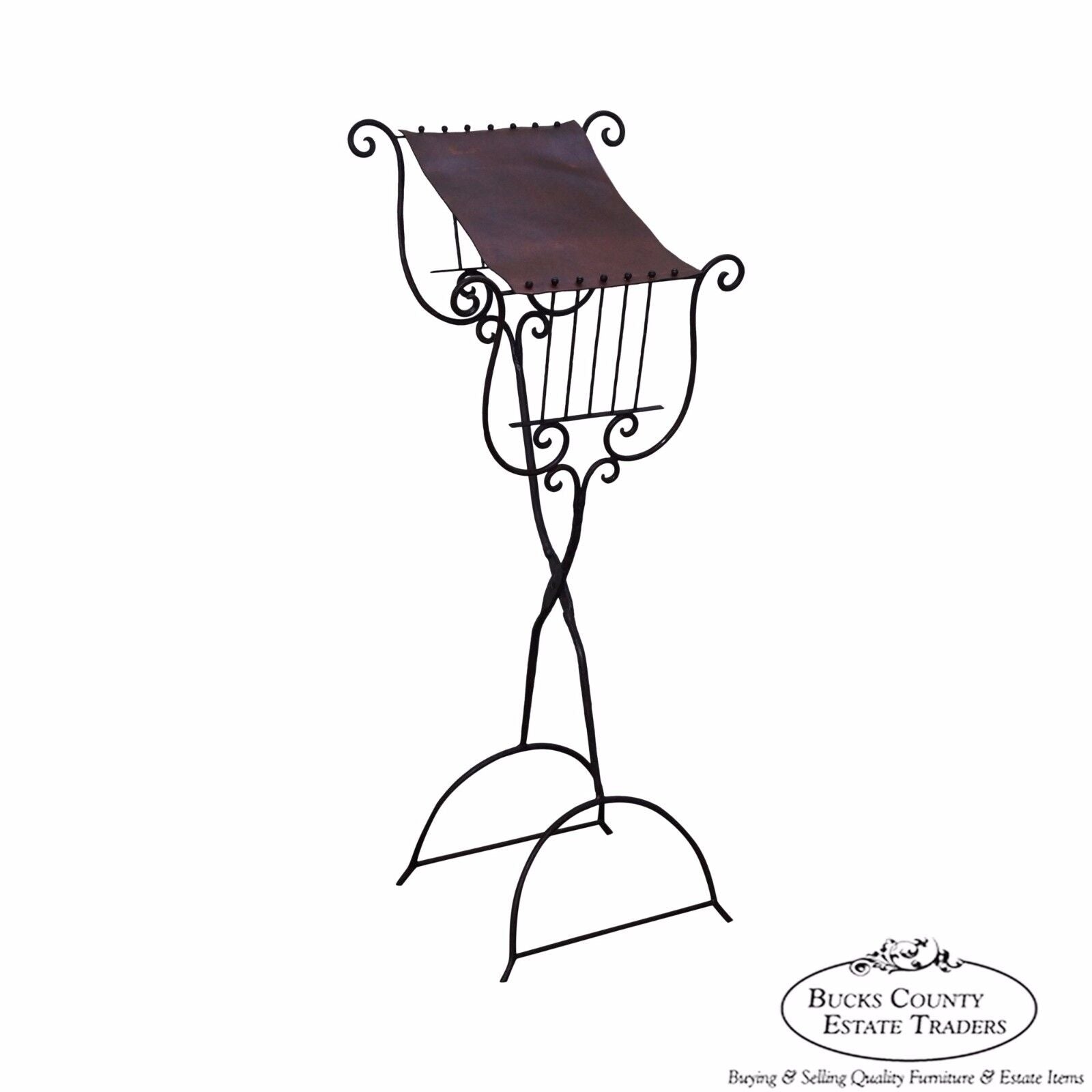 High Quality Hand Wrought Iron & Leather Lyre Music Stand