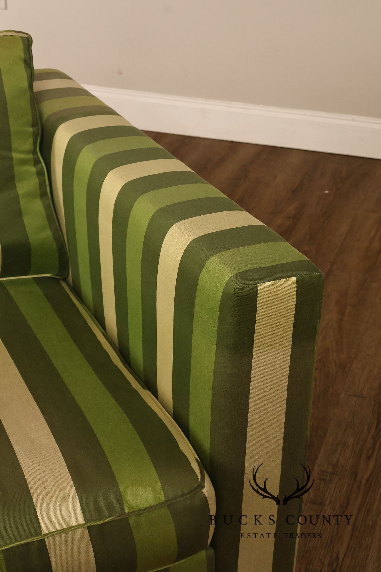 Baker Furniture Barbara Barry Reeded Base Three Cushion Sofa