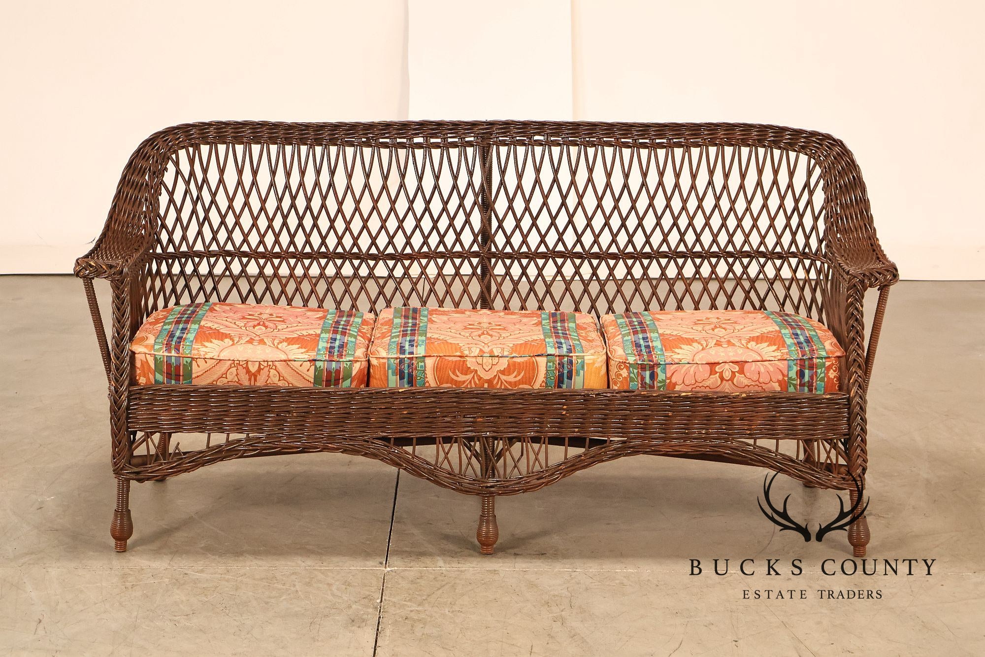 Antique Bar Harbor Style Wicker Sofa