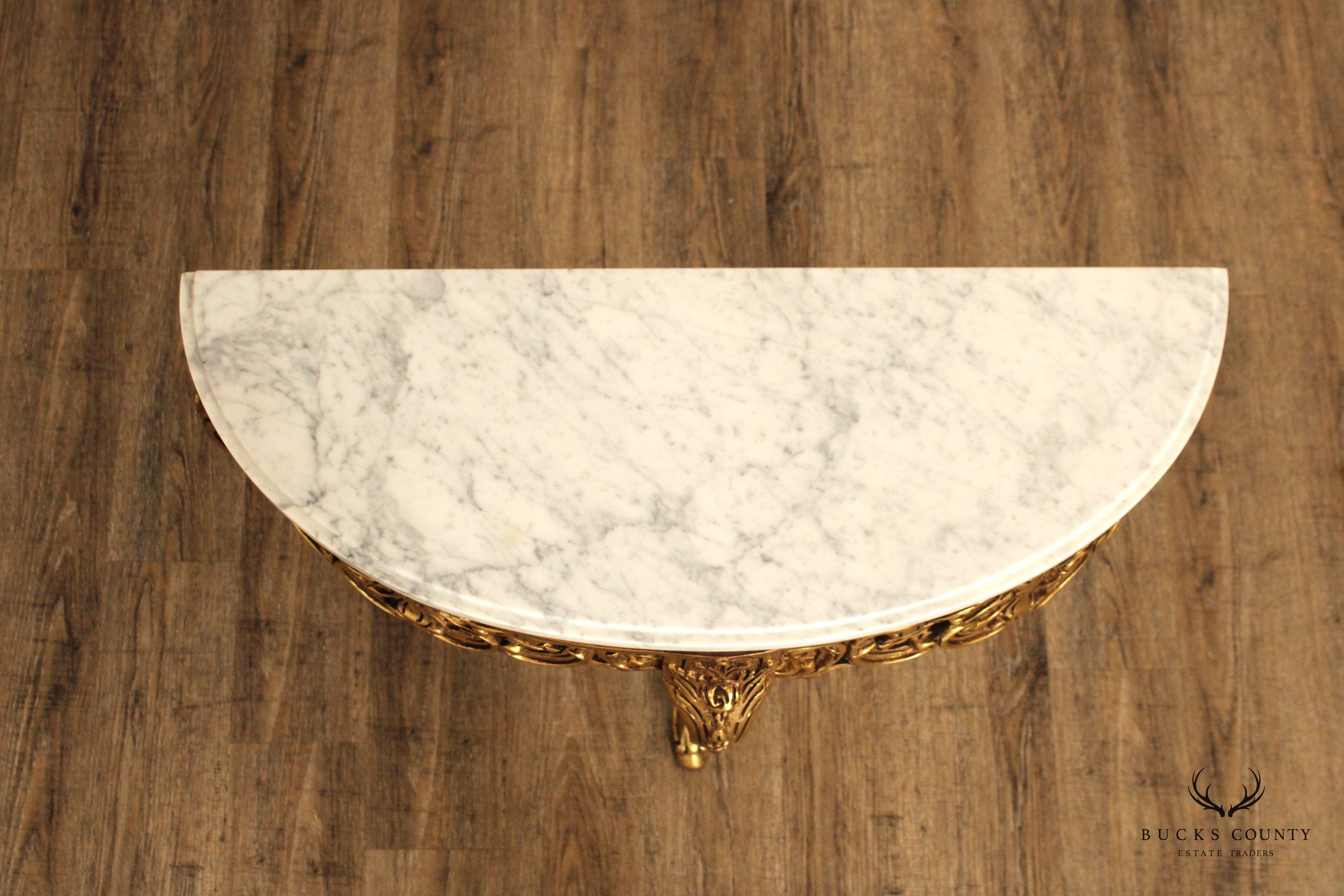 Italian Rococo Style Marble Top Giltwood Console Table