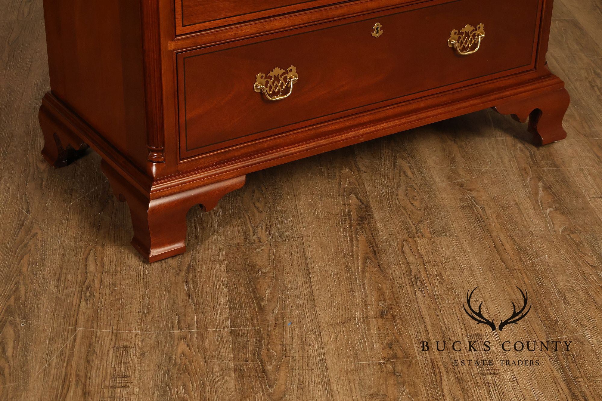 Stickley Georgian Style Banded Mahogany Tall Chest