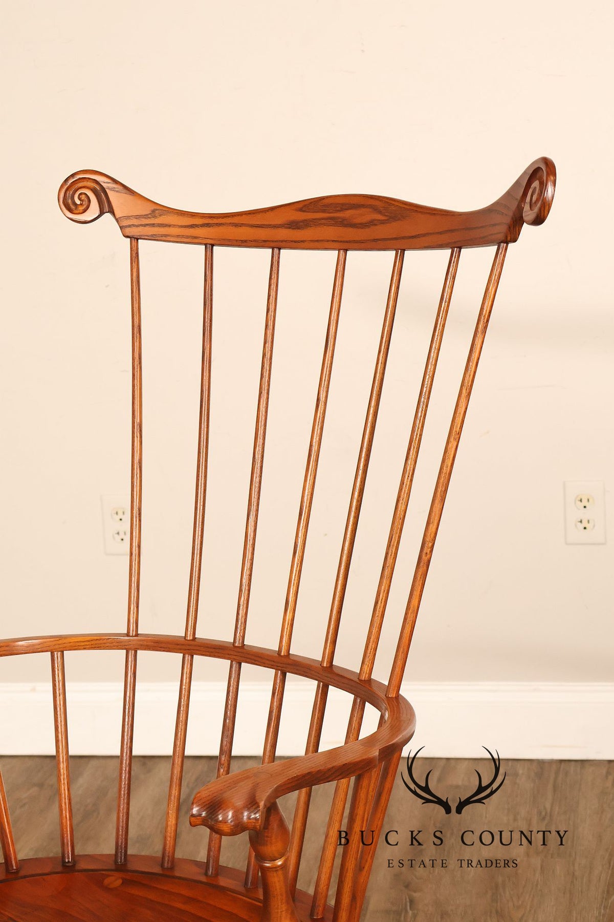 Nichols and Stone Pair of Oak Windsor Armchairs