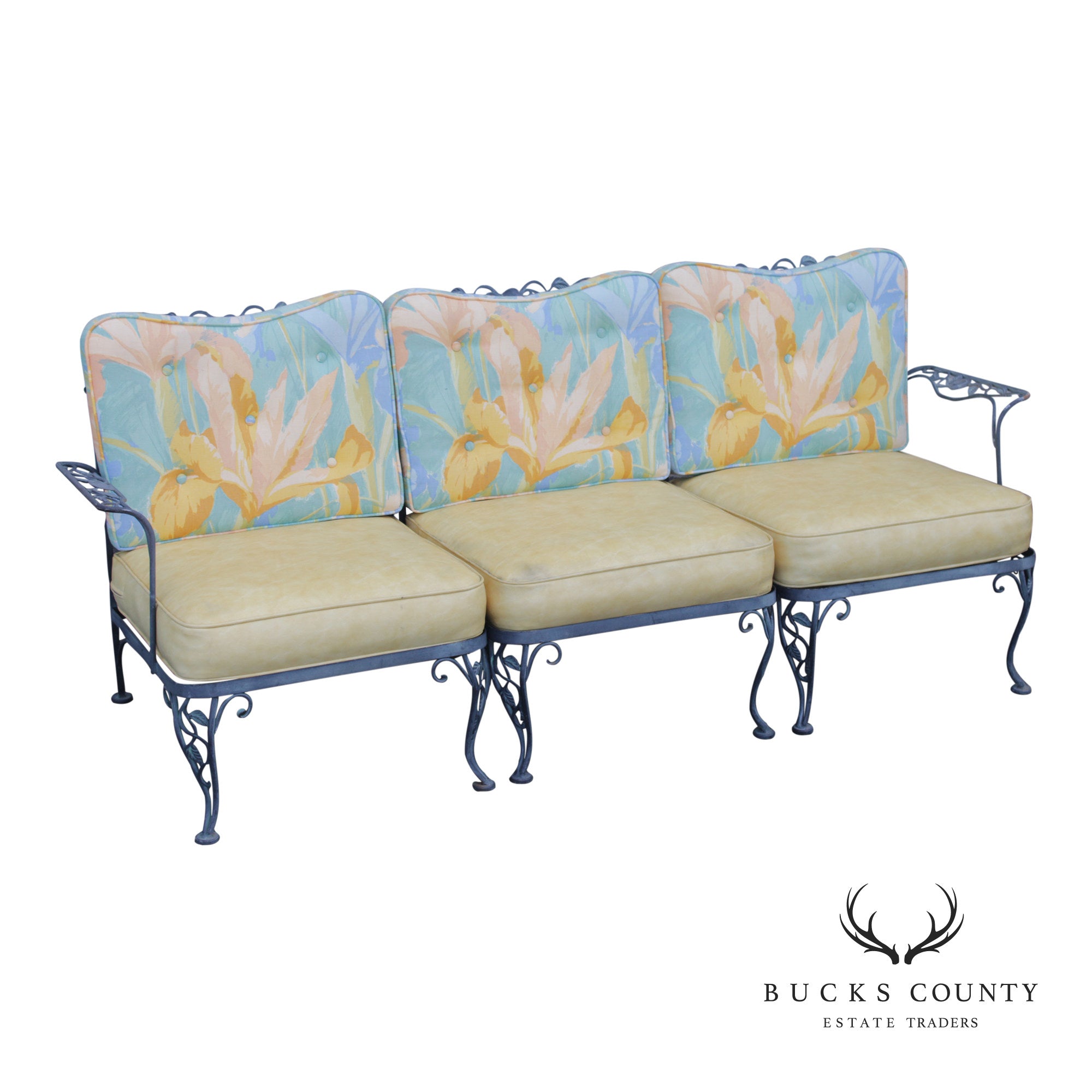 Woodard 'Chantilly Rose' Wrought Iron Outdoor Patio Sofa