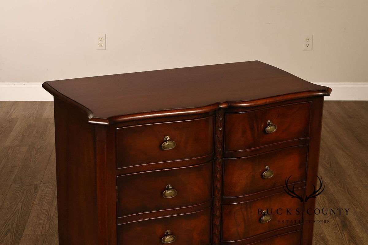 Traditional Mahogany Pair Of  Bow Front Two Drawer And Two Door Cabinets
