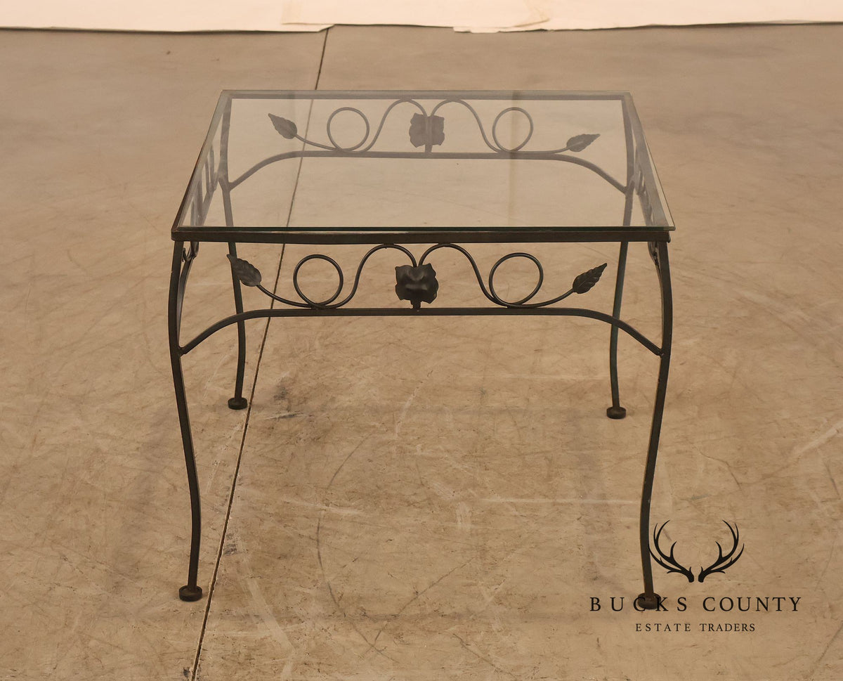 Vintage Glass Top Outdoor Patio Coffee Table