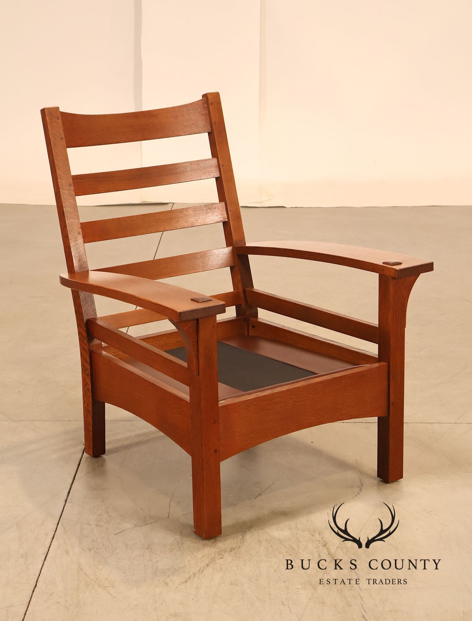 Stickley Mission Collection Oak And Leather Lounge Chair