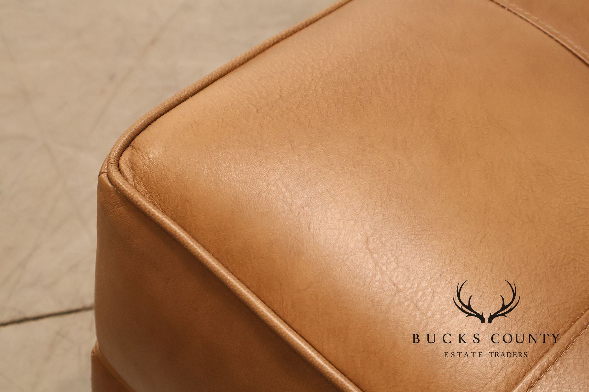 Ethan Allen 'Nassau' Tufted Leather Square Ottoman