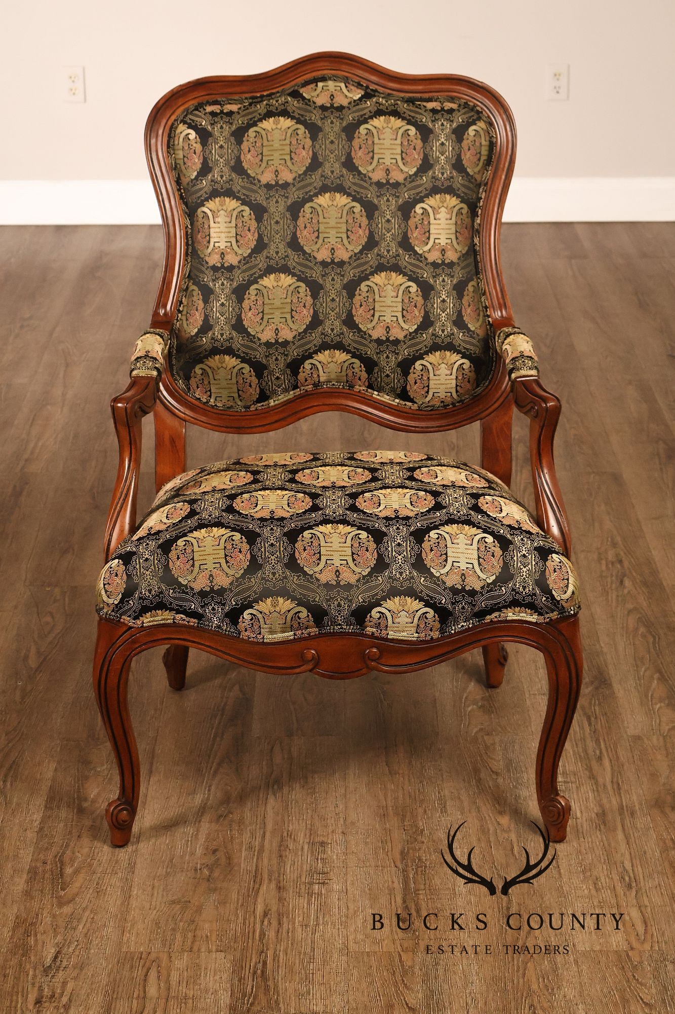 Ethan Allen French Louis XV Style Pair of Fauteuil Armchairs