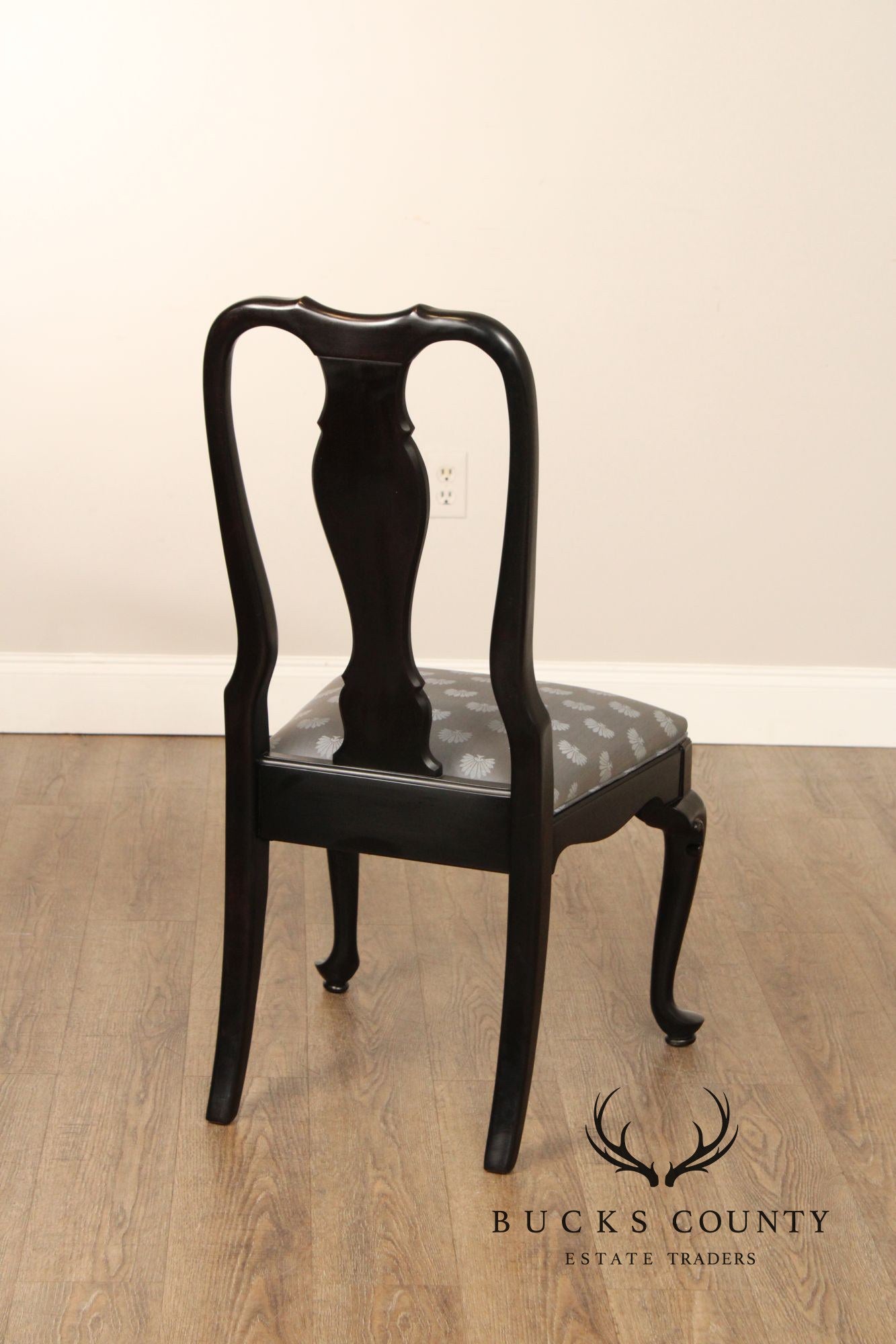 Century Furniture Ebonized Set of Six Queen Anne Style Dining Chairs