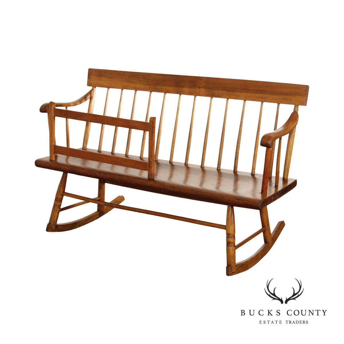 Long Bench Rocker Antique American Pine Nanny Bench Cradle Rocker