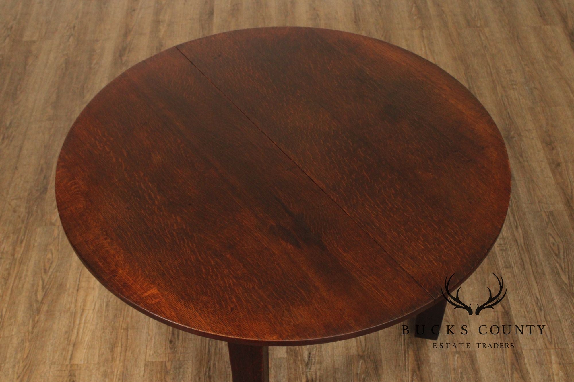 Gustav Stickley Antique Mission Oak Expandable Round Top Dining Table