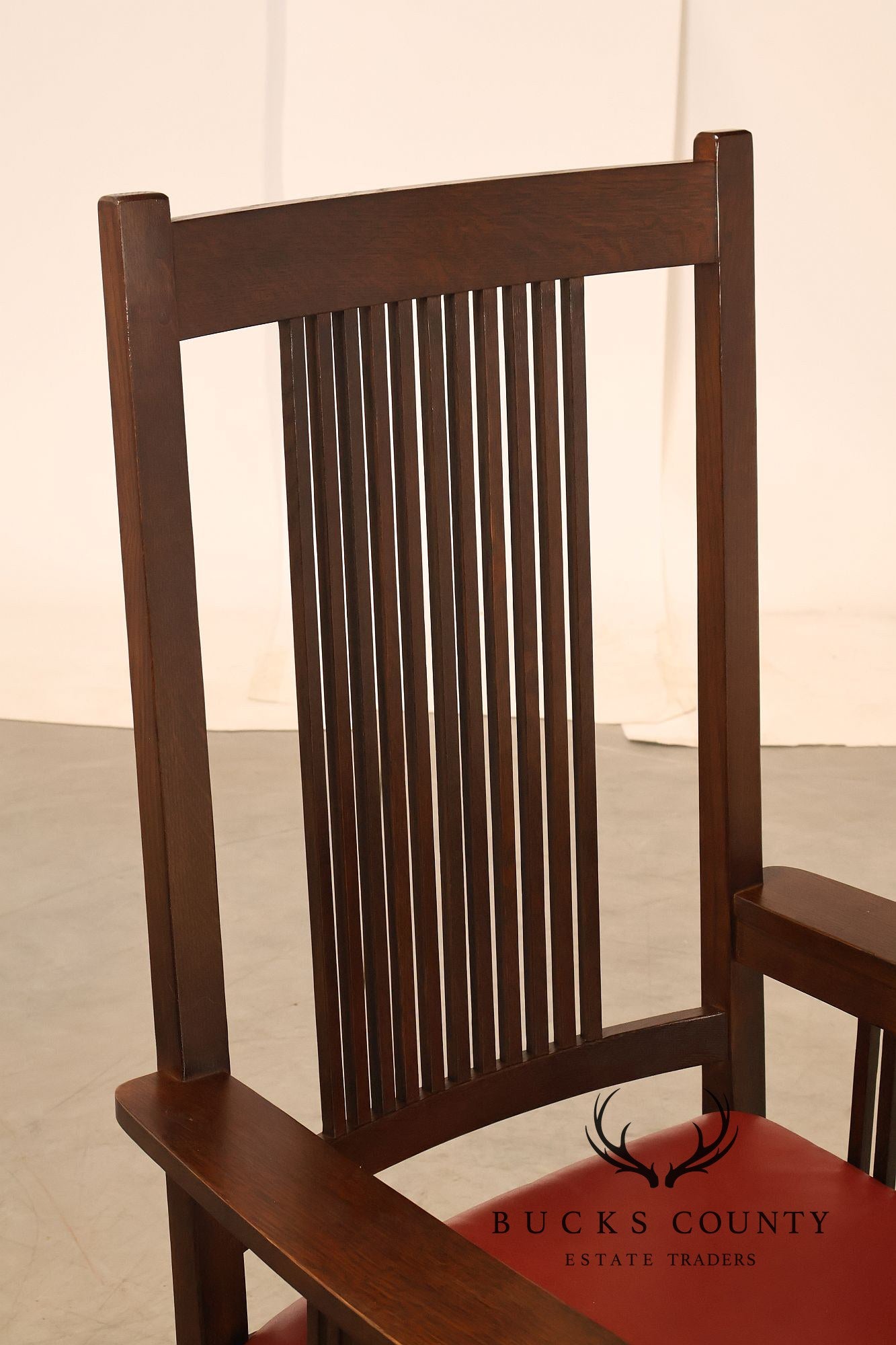 Stickley Mission Collection Set Of Four Oak High Back Spindle Dining Chairs