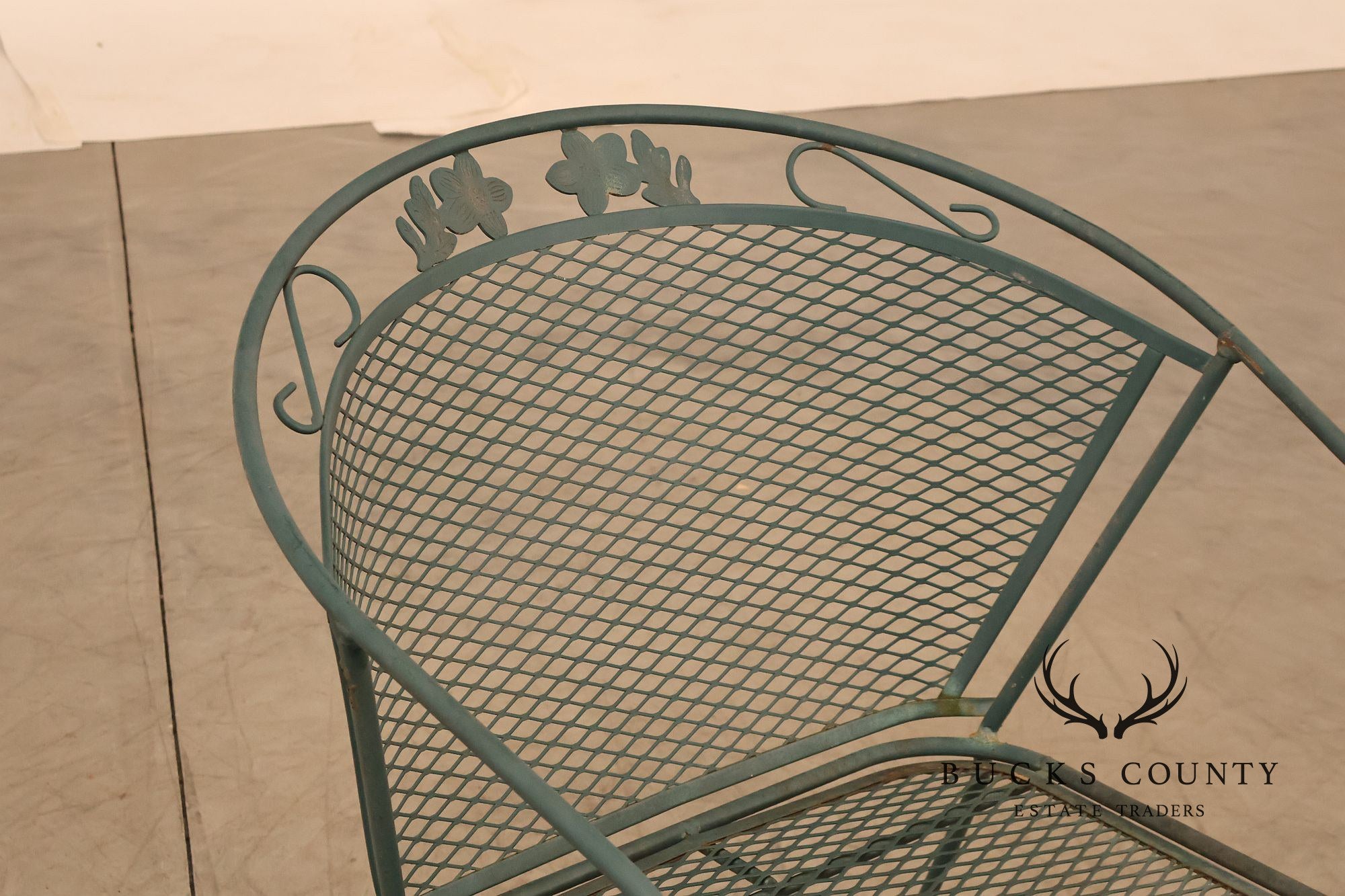 Vintage Wrought Iron Round Patio Table And Four Chairs Set